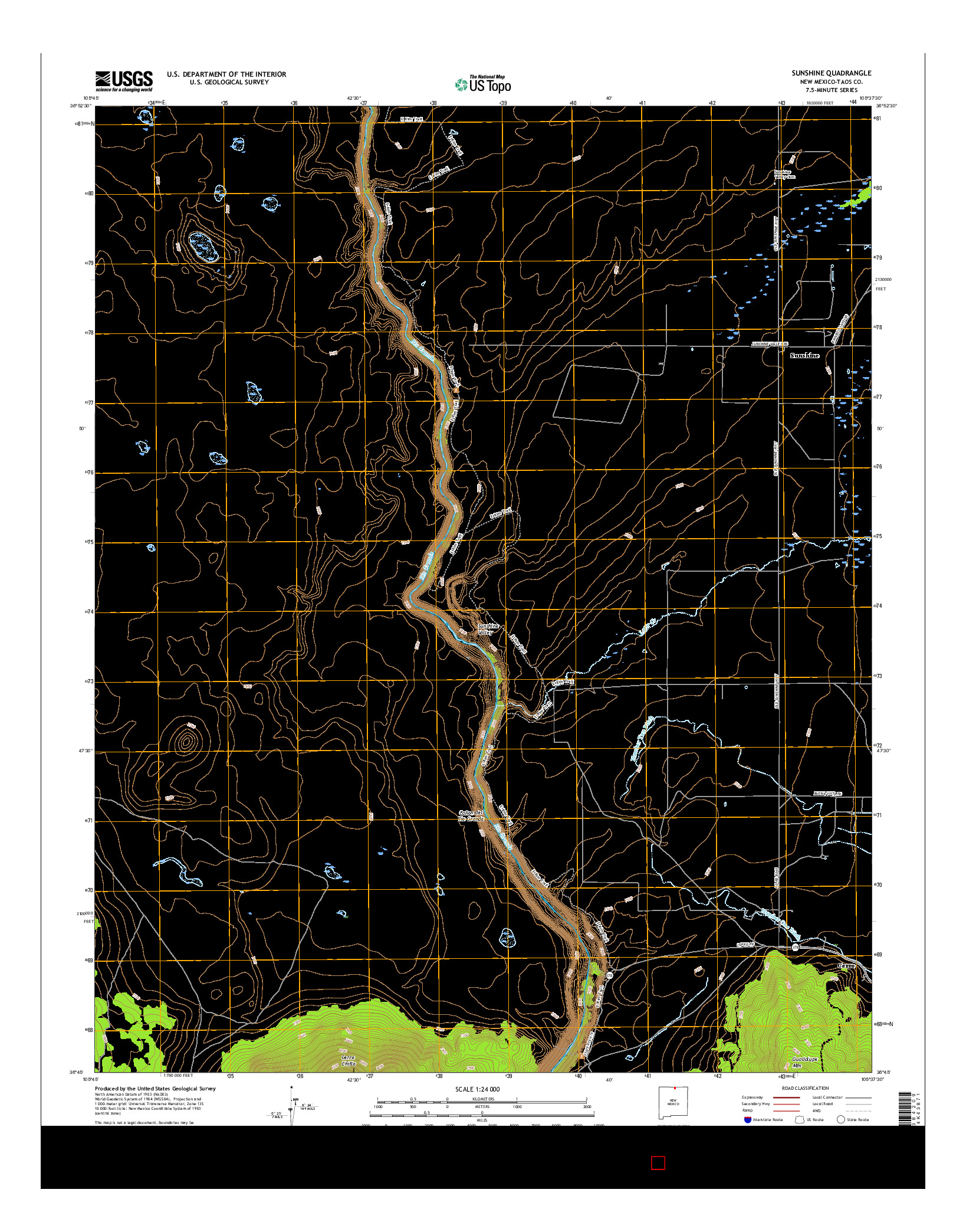 USGS US TOPO 7.5-MINUTE MAP FOR SUNSHINE, NM 2017