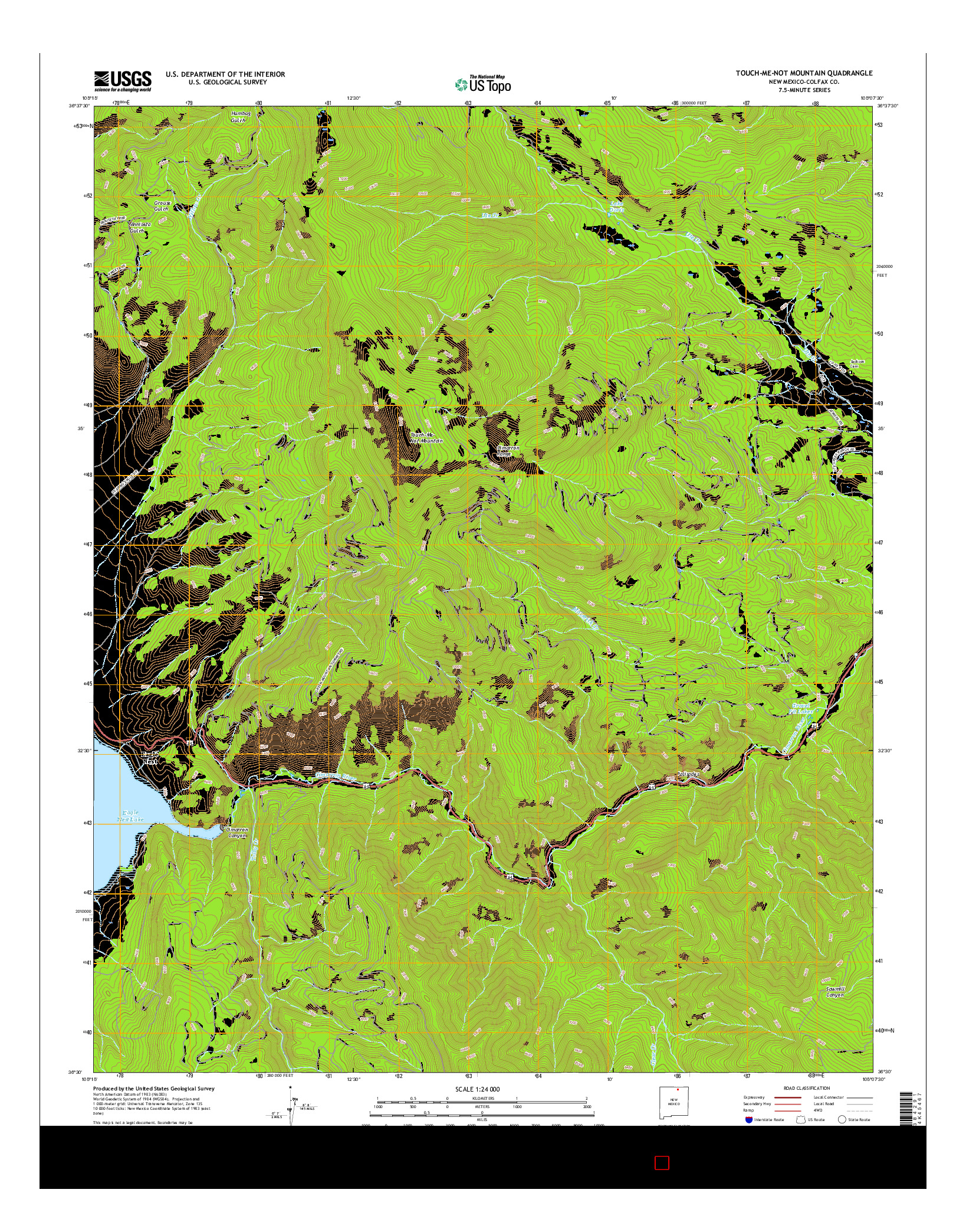 USGS US TOPO 7.5-MINUTE MAP FOR TOUCH-ME-NOT MOUNTAIN, NM 2017