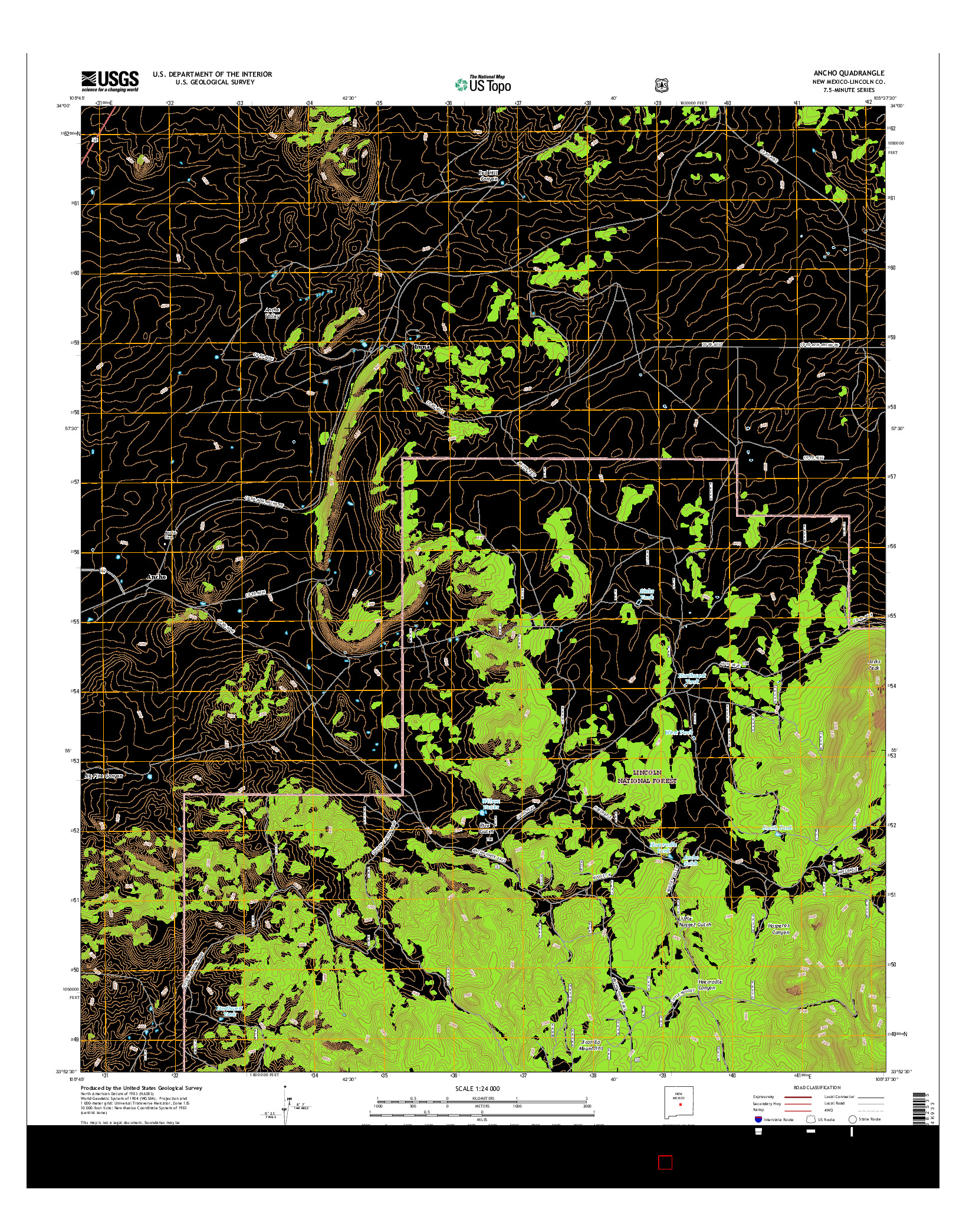 USGS US TOPO 7.5-MINUTE MAP FOR ANCHO, NM 2017