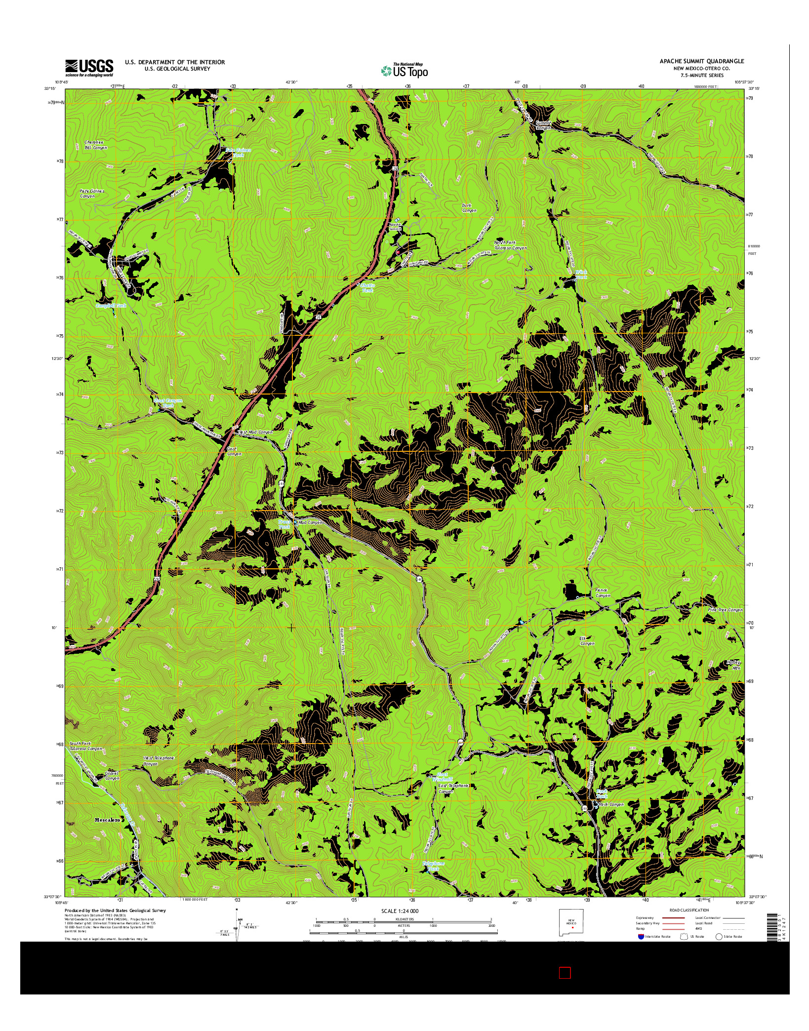 USGS US TOPO 7.5-MINUTE MAP FOR APACHE SUMMIT, NM 2017