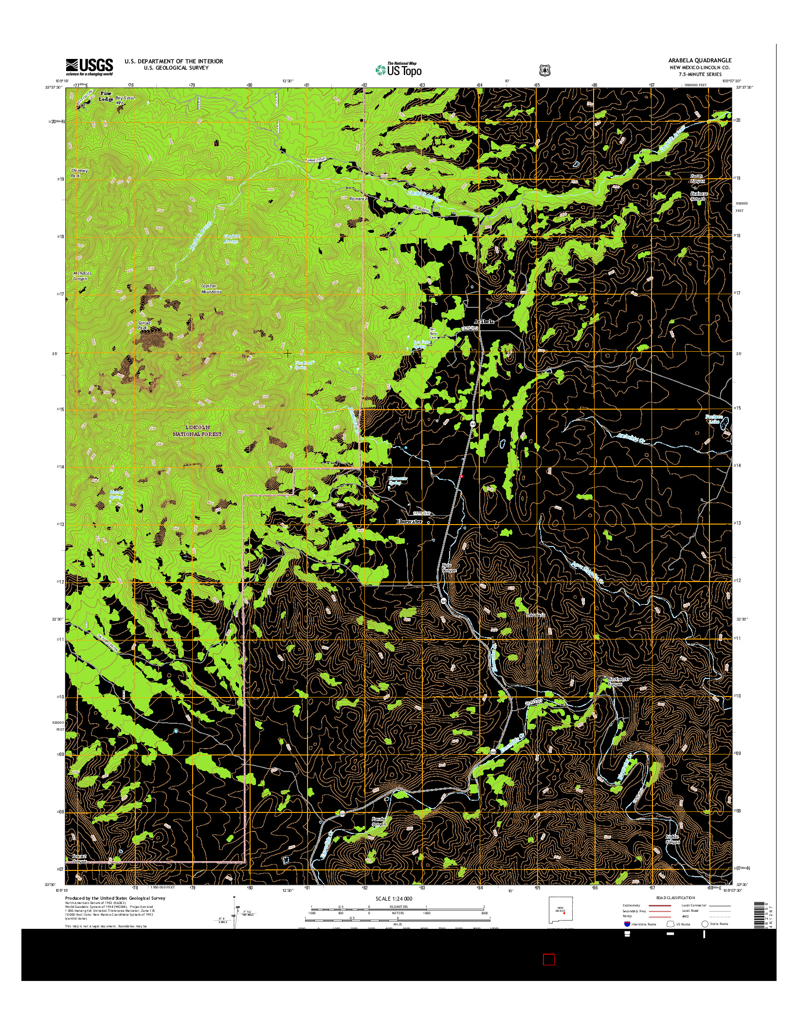 USGS US TOPO 7.5-MINUTE MAP FOR ARABELA, NM 2017