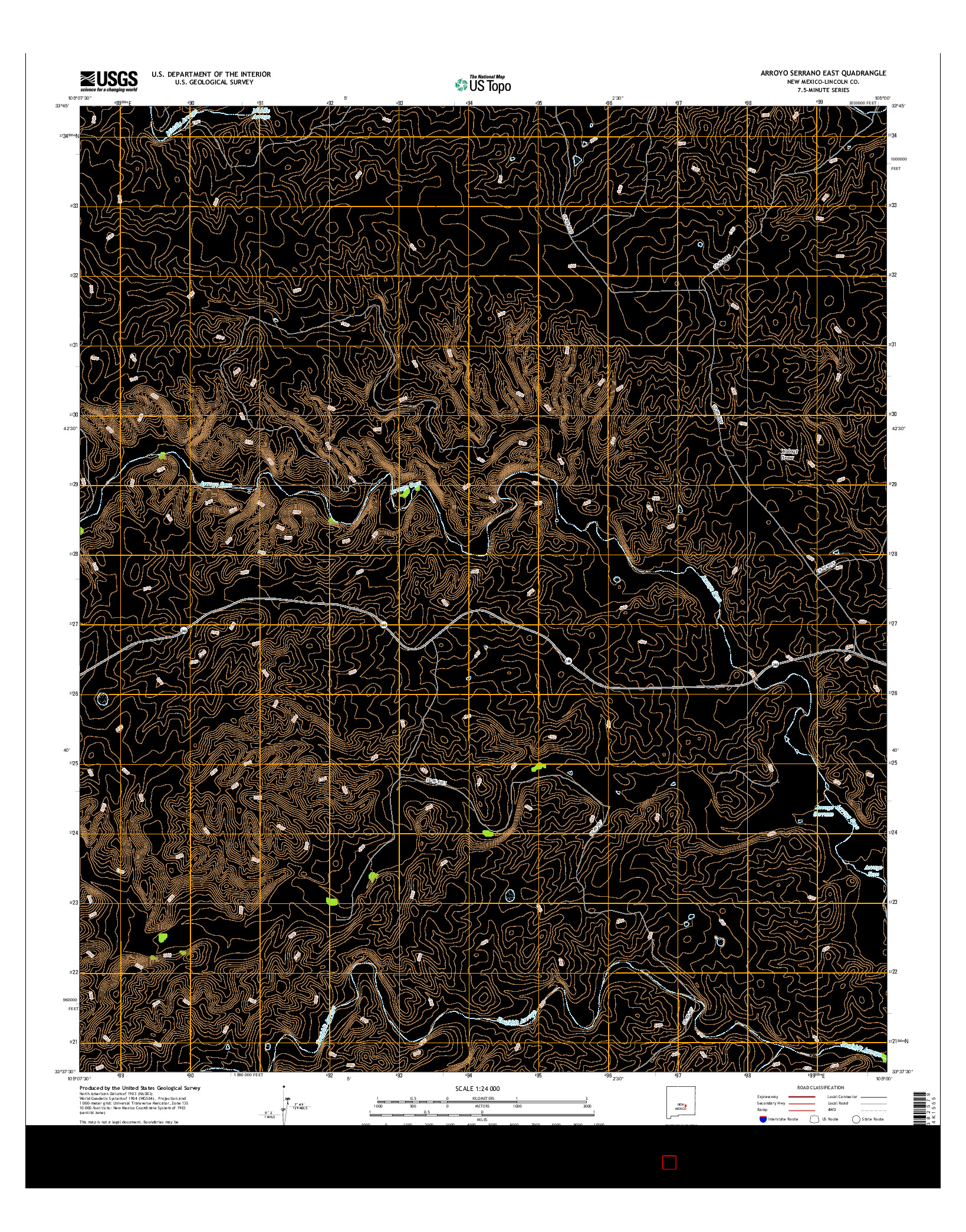 USGS US TOPO 7.5-MINUTE MAP FOR ARROYO SERRANO EAST, NM 2017