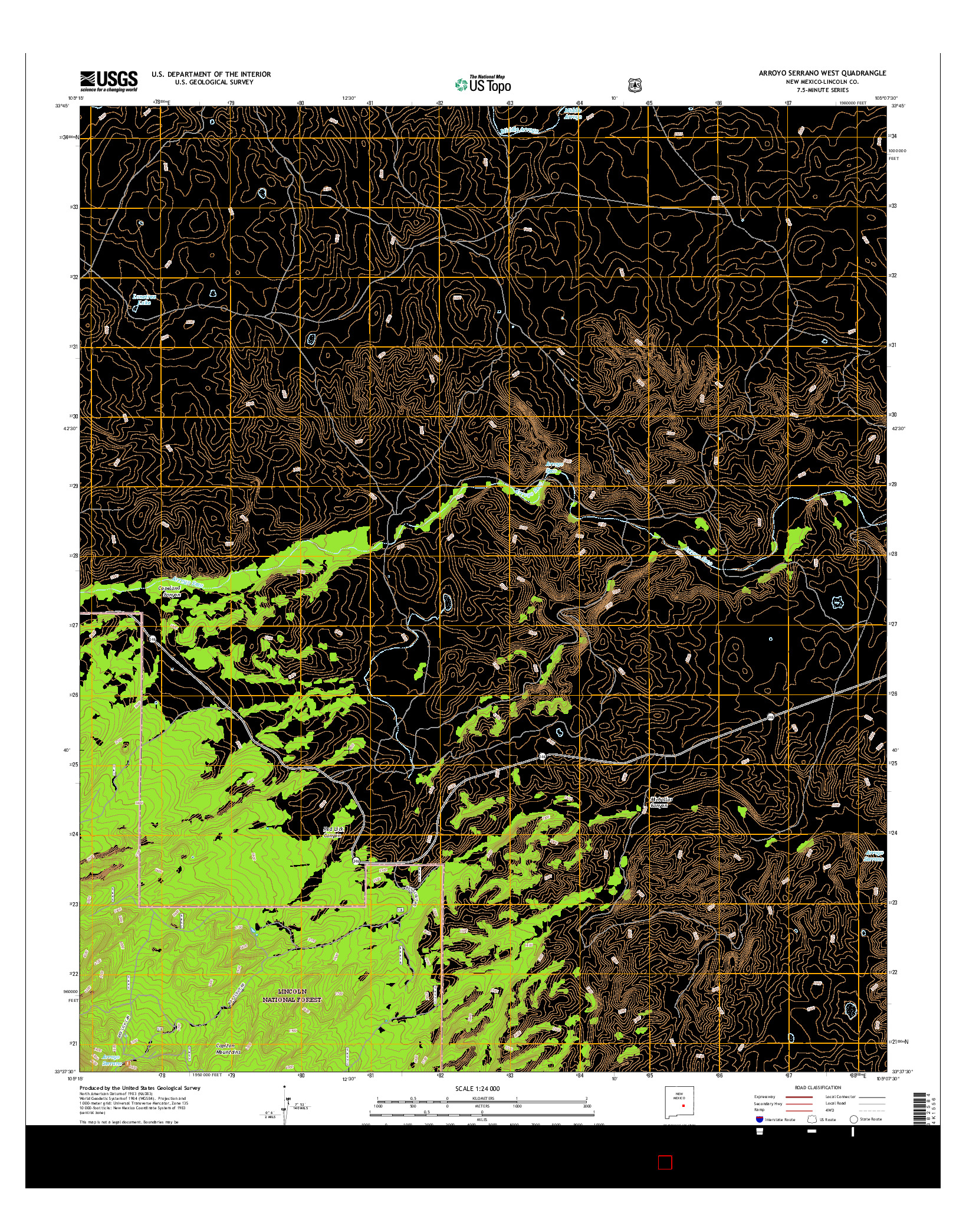 USGS US TOPO 7.5-MINUTE MAP FOR ARROYO SERRANO WEST, NM 2017