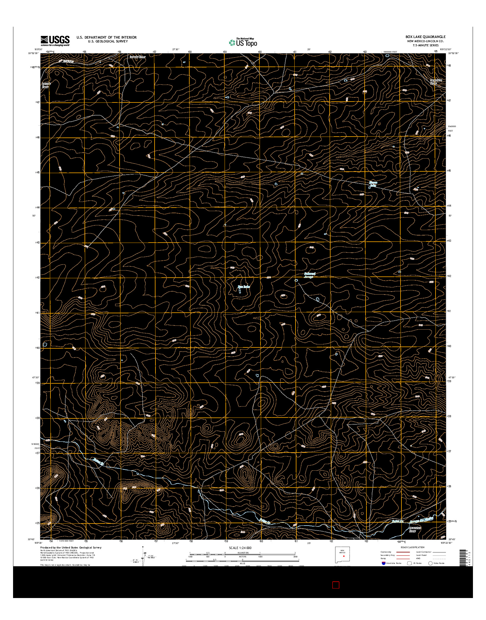 USGS US TOPO 7.5-MINUTE MAP FOR BOX LAKE, NM 2017