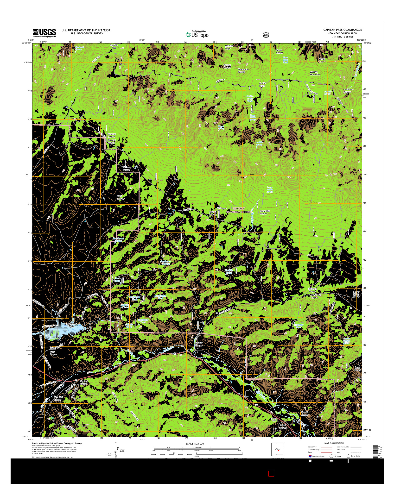 USGS US TOPO 7.5-MINUTE MAP FOR CAPITAN PASS, NM 2017