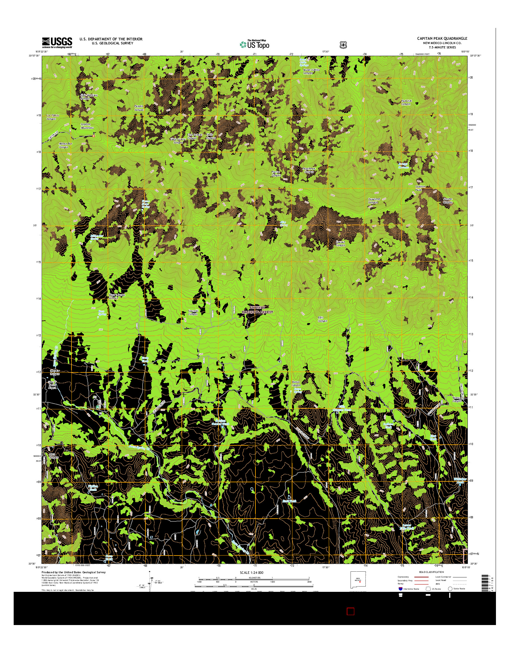 USGS US TOPO 7.5-MINUTE MAP FOR CAPITAN PEAK, NM 2017