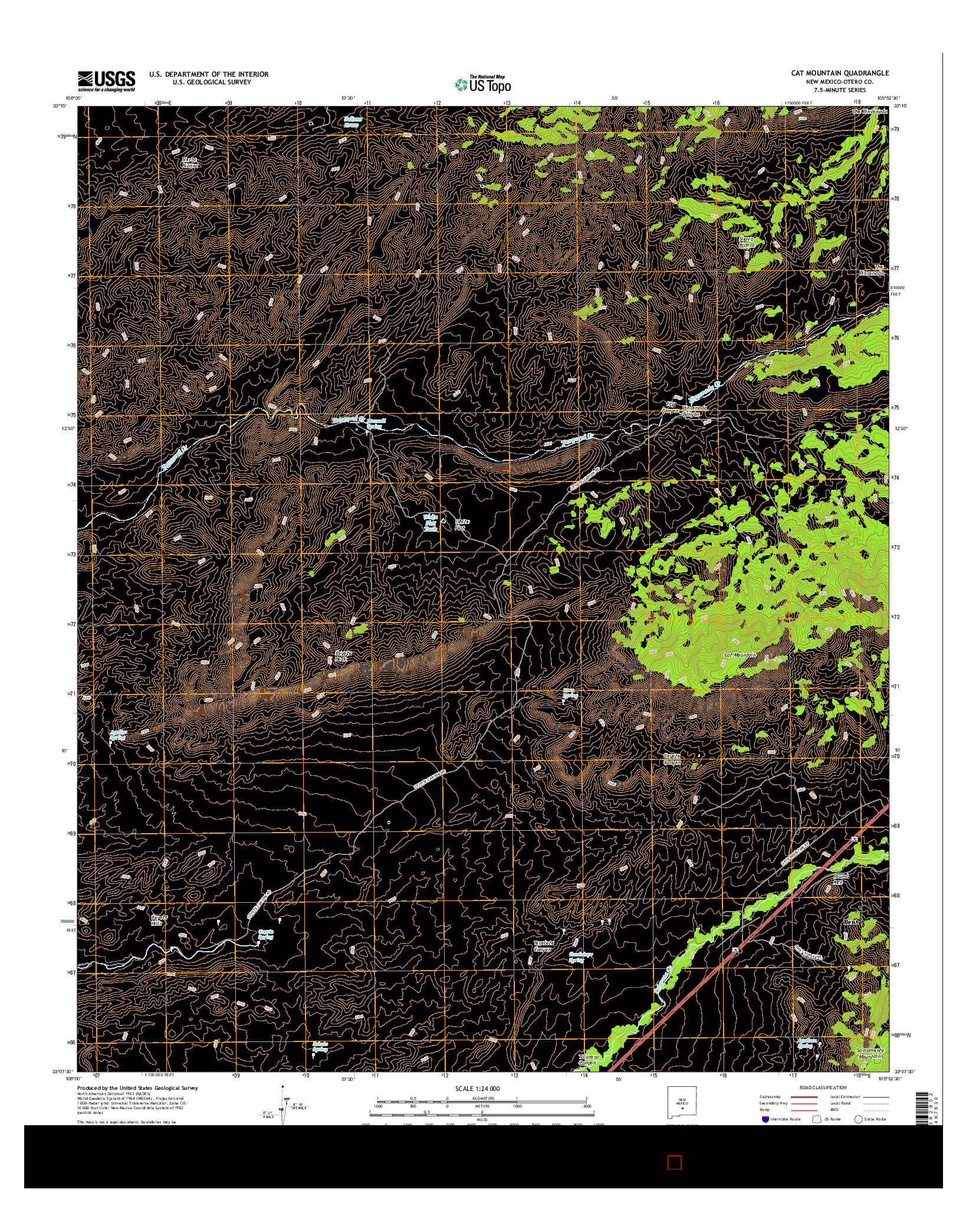 USGS US TOPO 7.5-MINUTE MAP FOR CAT MOUNTAIN, NM 2017