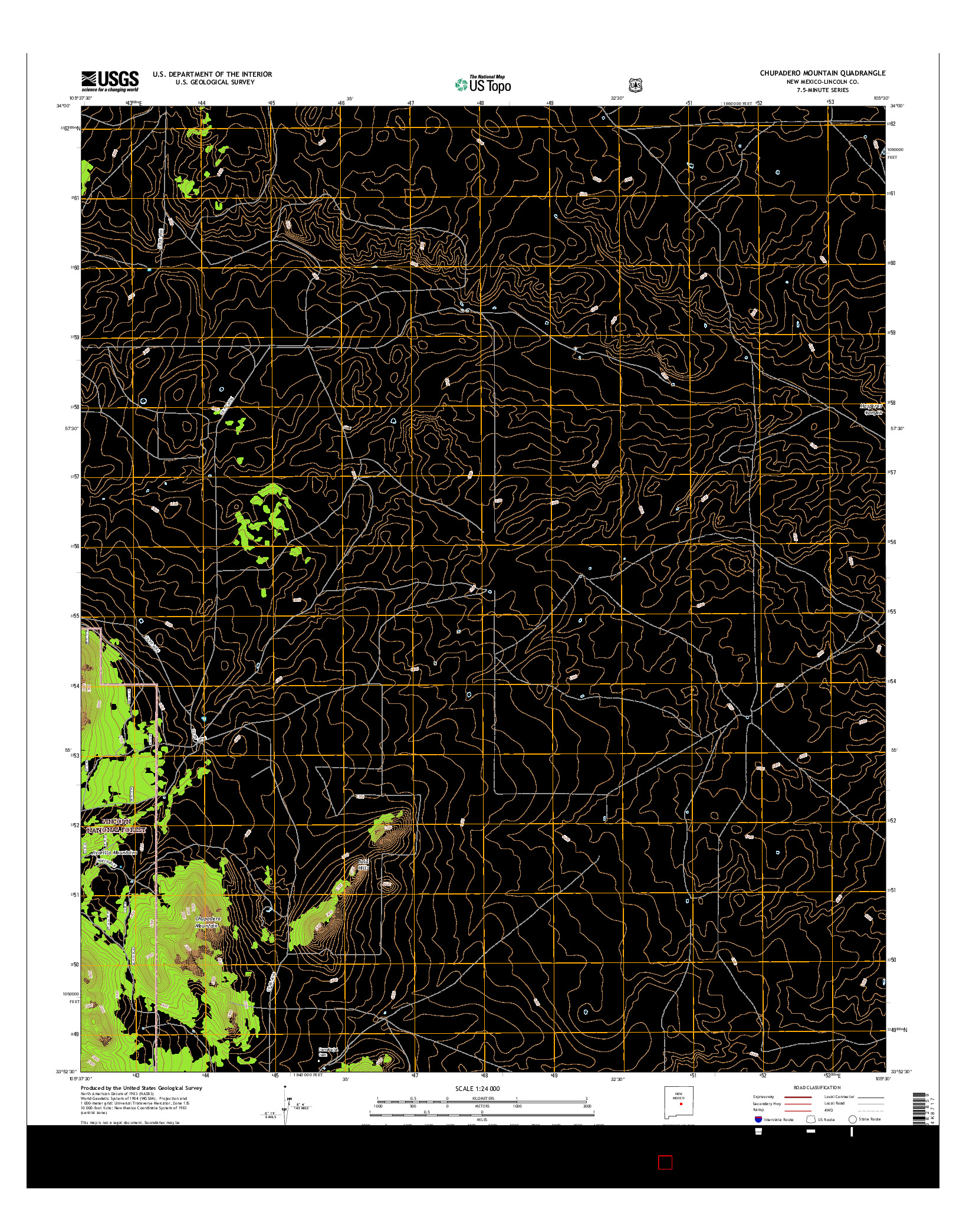 USGS US TOPO 7.5-MINUTE MAP FOR CHUPADERO MOUNTAIN, NM 2017