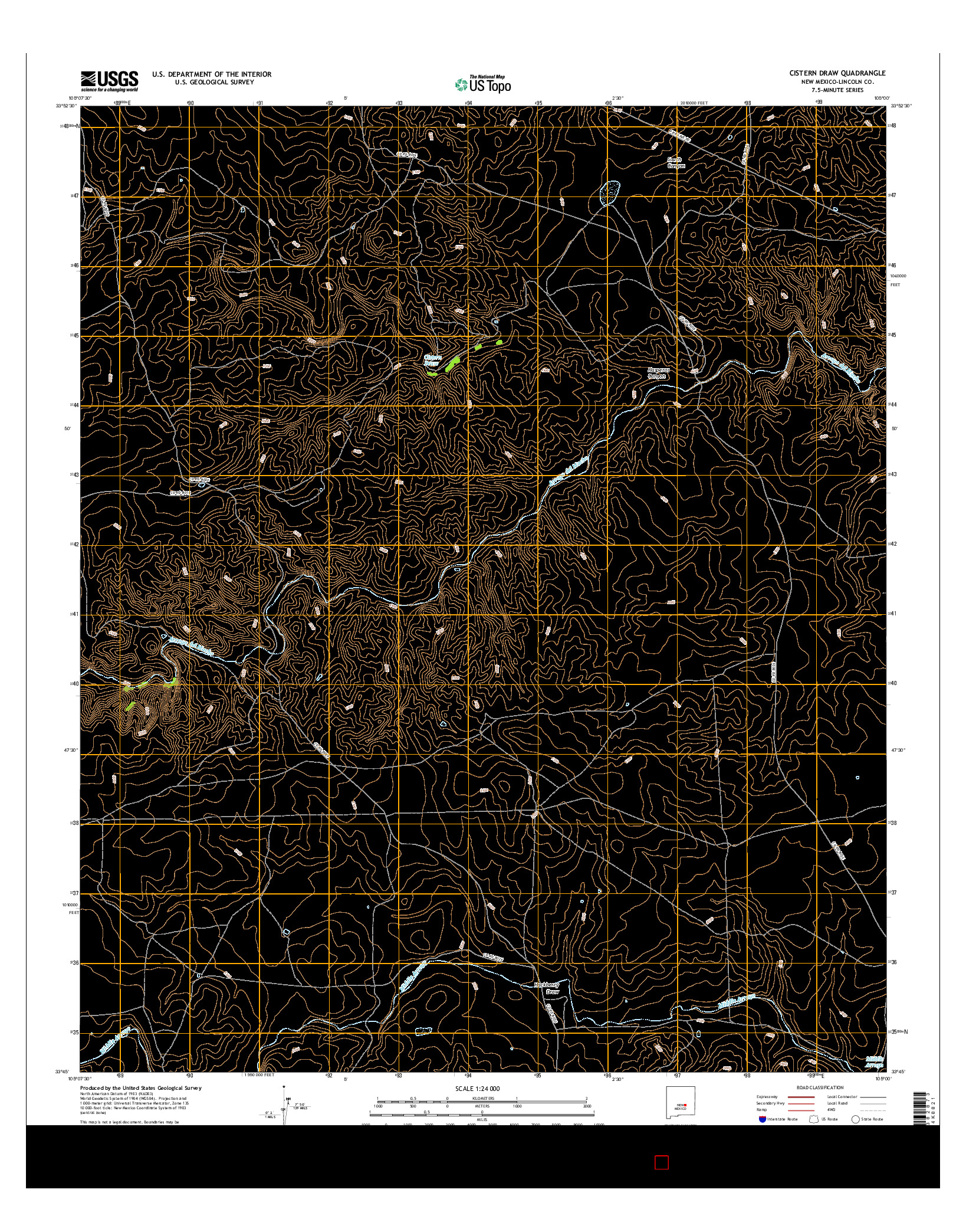 USGS US TOPO 7.5-MINUTE MAP FOR CISTERN DRAW, NM 2017