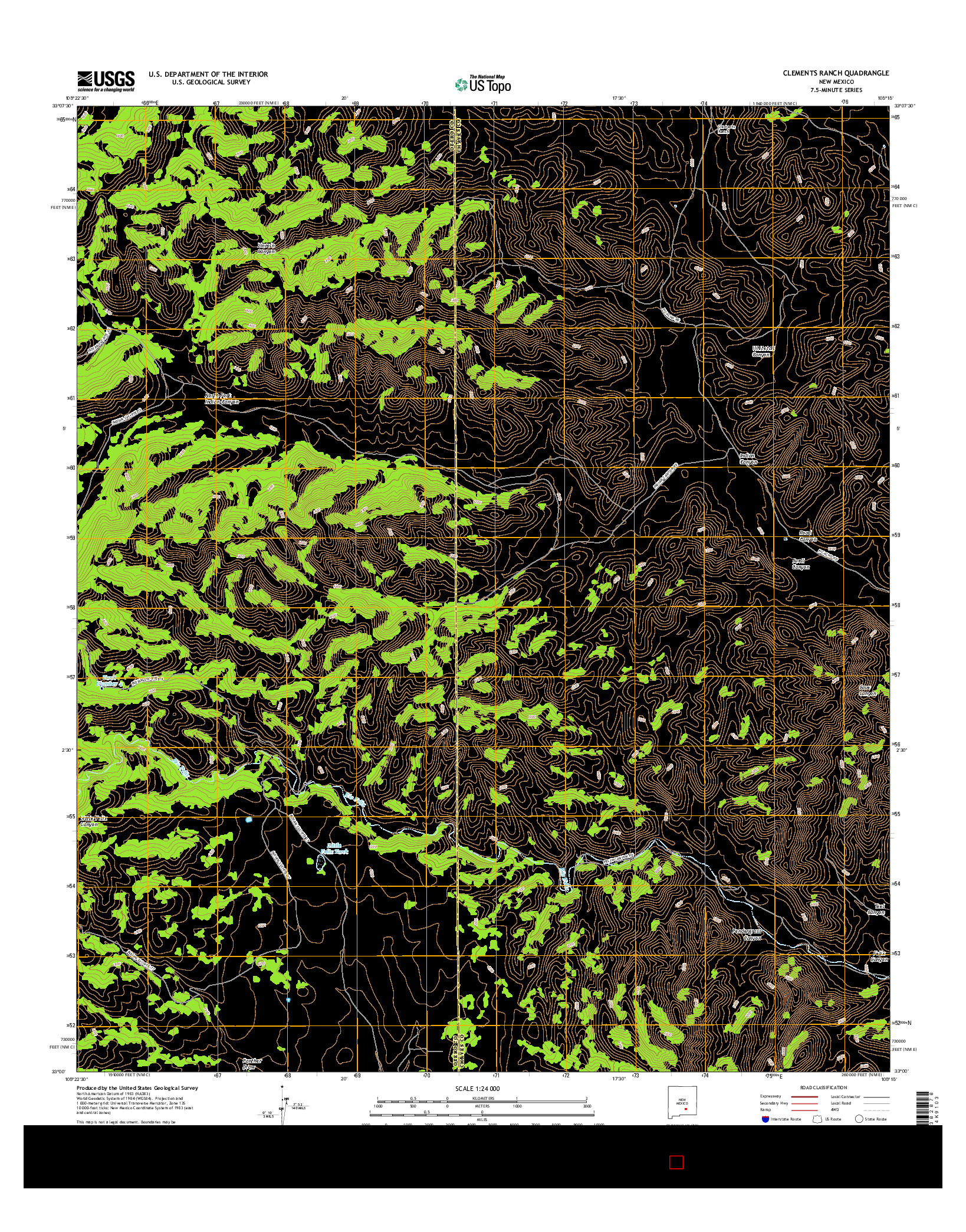 USGS US TOPO 7.5-MINUTE MAP FOR CLEMENTS RANCH, NM 2017