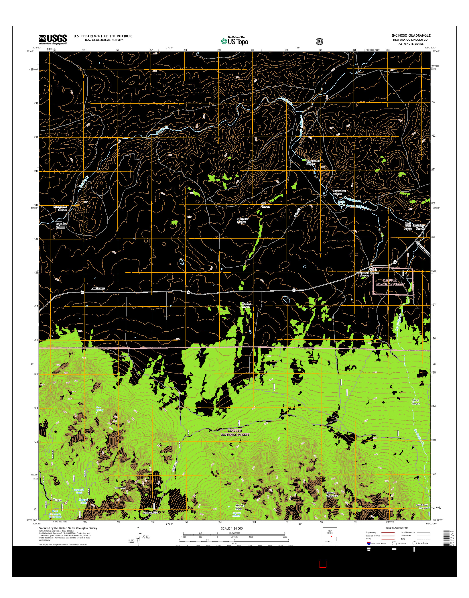 USGS US TOPO 7.5-MINUTE MAP FOR ENCINOSO, NM 2017