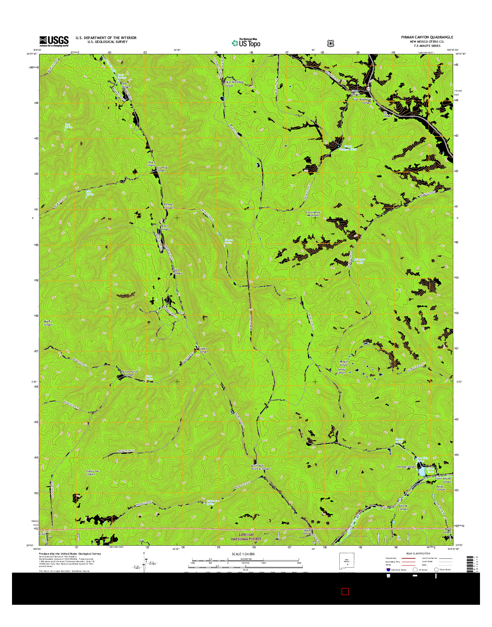 USGS US TOPO 7.5-MINUTE MAP FOR FIRMAN CANYON, NM 2017