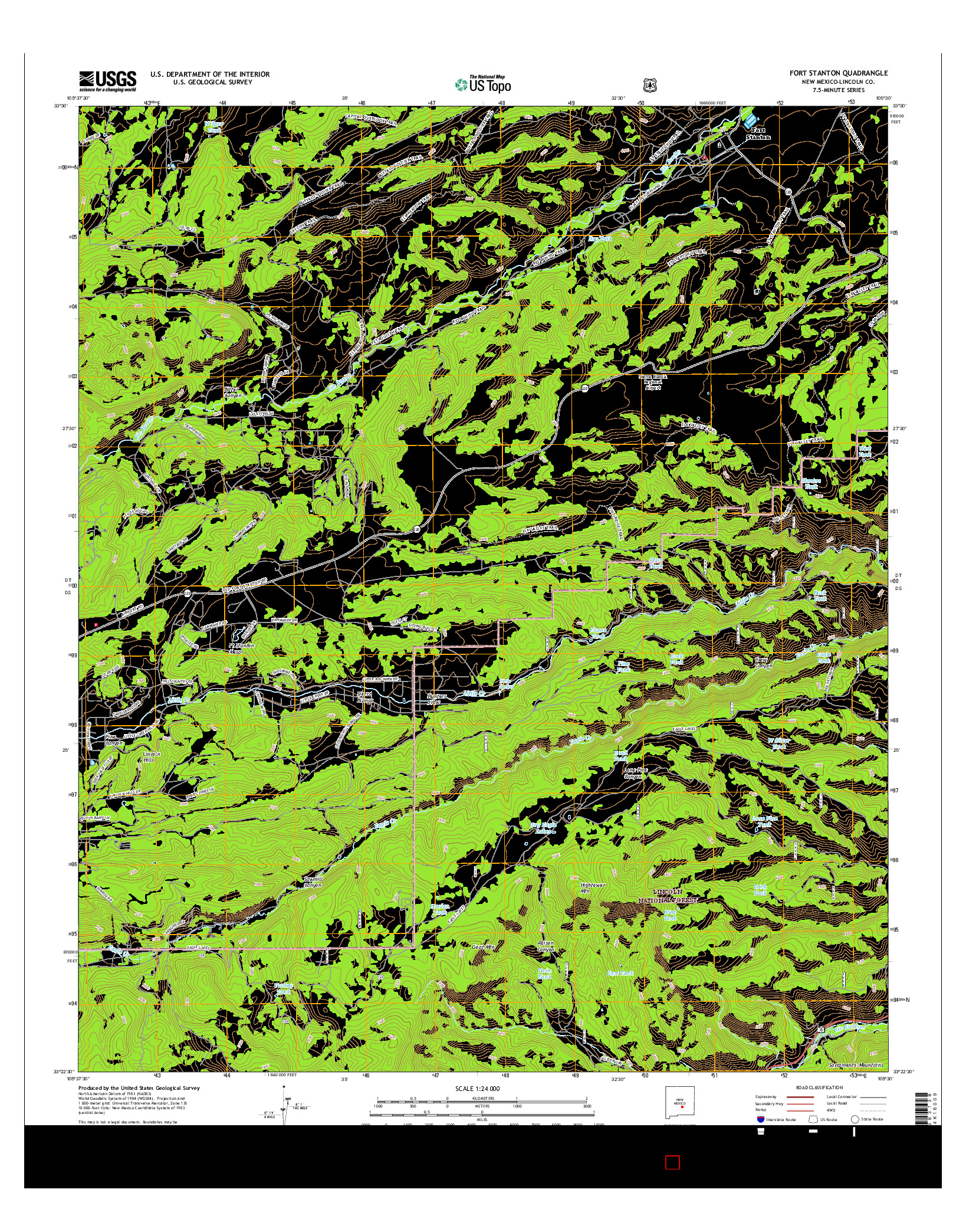 USGS US TOPO 7.5-MINUTE MAP FOR FORT STANTON, NM 2017