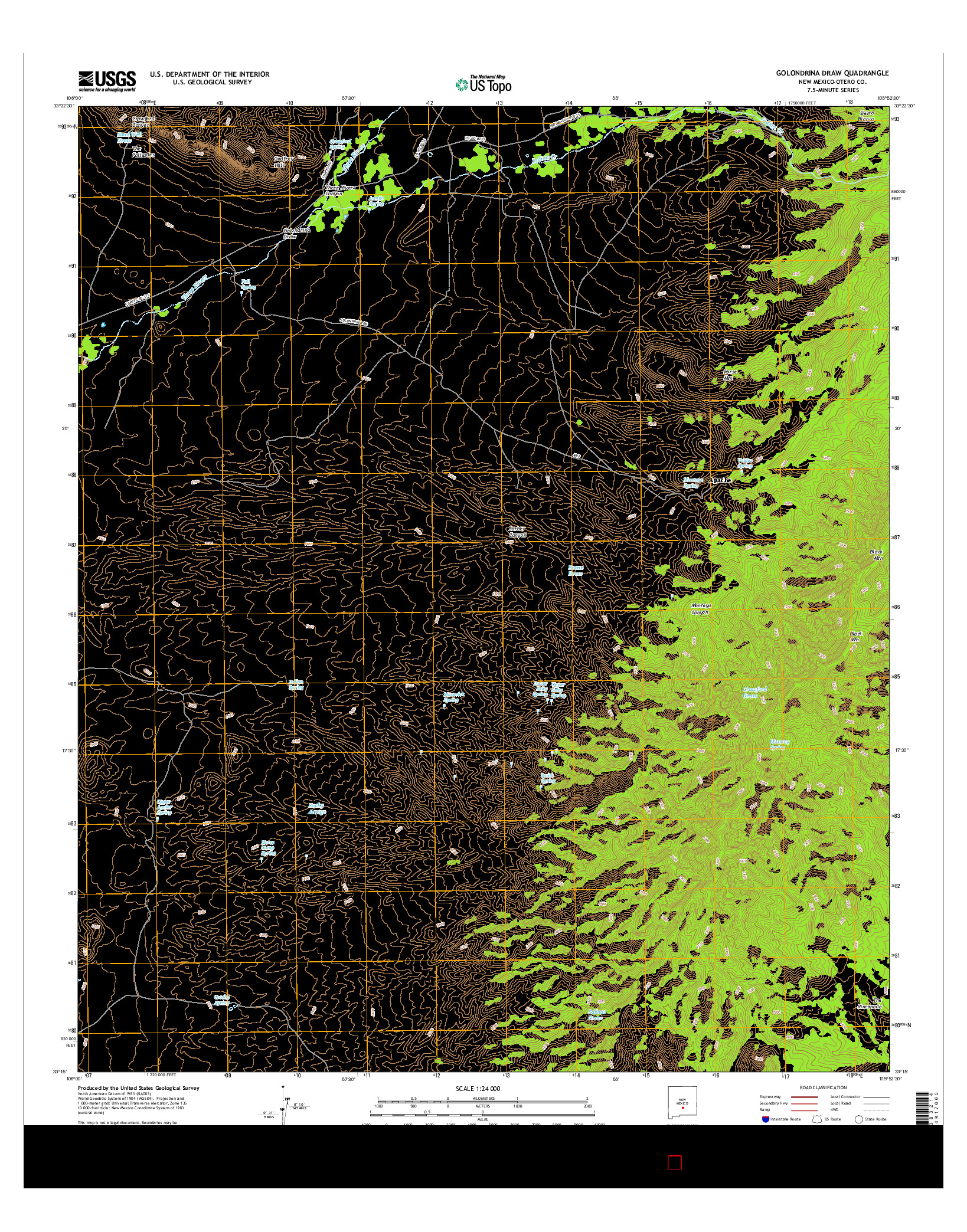 USGS US TOPO 7.5-MINUTE MAP FOR GOLONDRINA DRAW, NM 2017