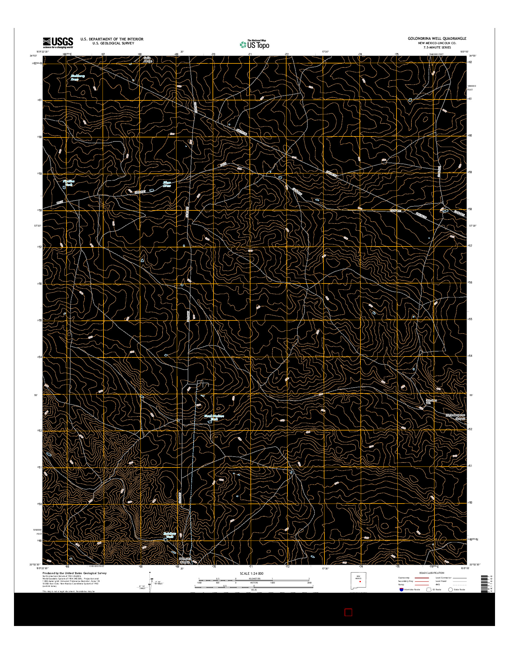 USGS US TOPO 7.5-MINUTE MAP FOR GOLONDRINA WELL, NM 2017