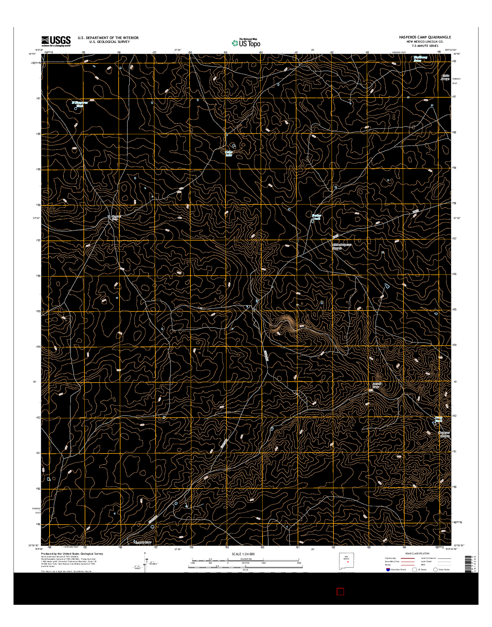 USGS US TOPO 7.5-MINUTE MAP FOR HASPEROS CAMP, NM 2017