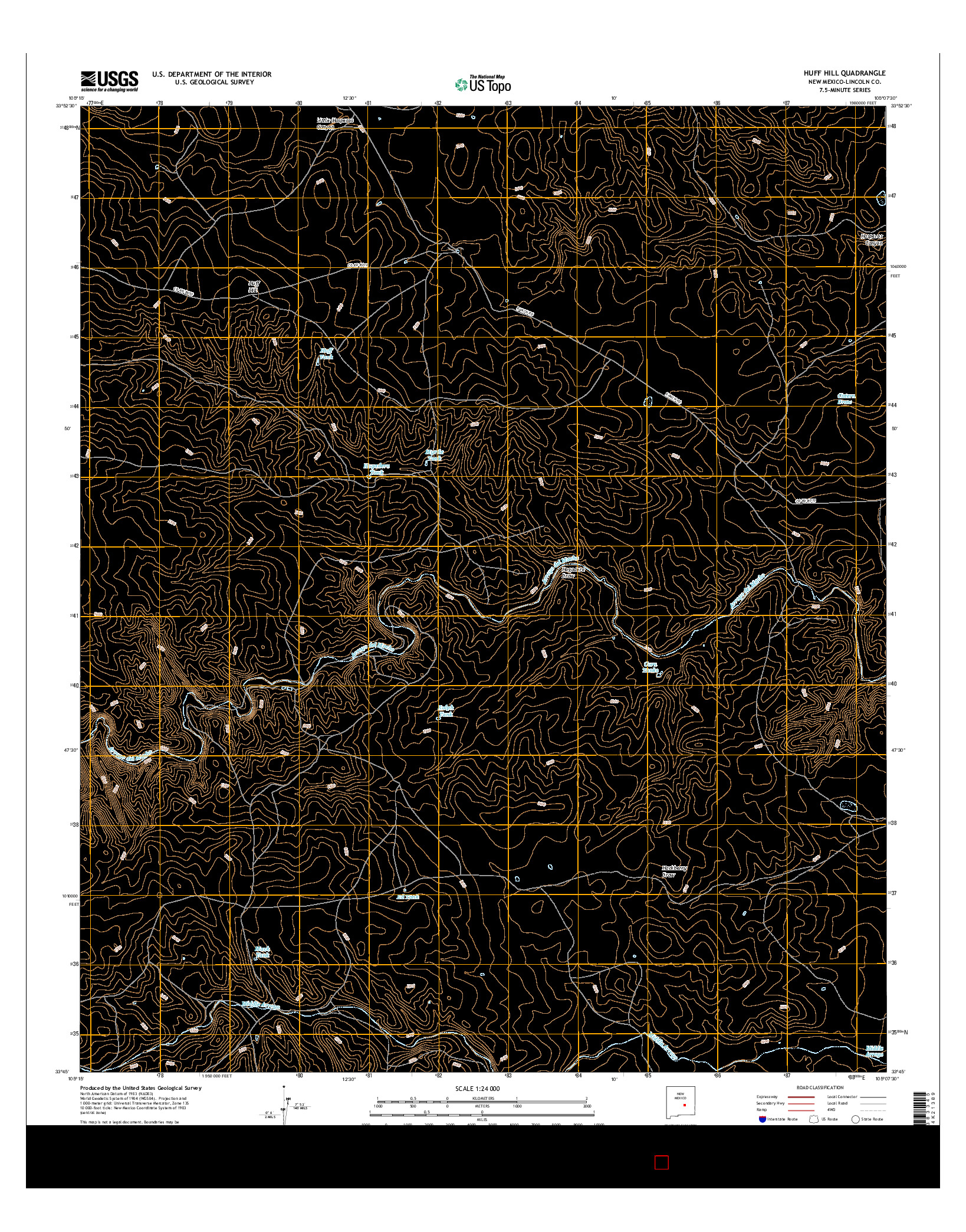 USGS US TOPO 7.5-MINUTE MAP FOR HUFF HILL, NM 2017