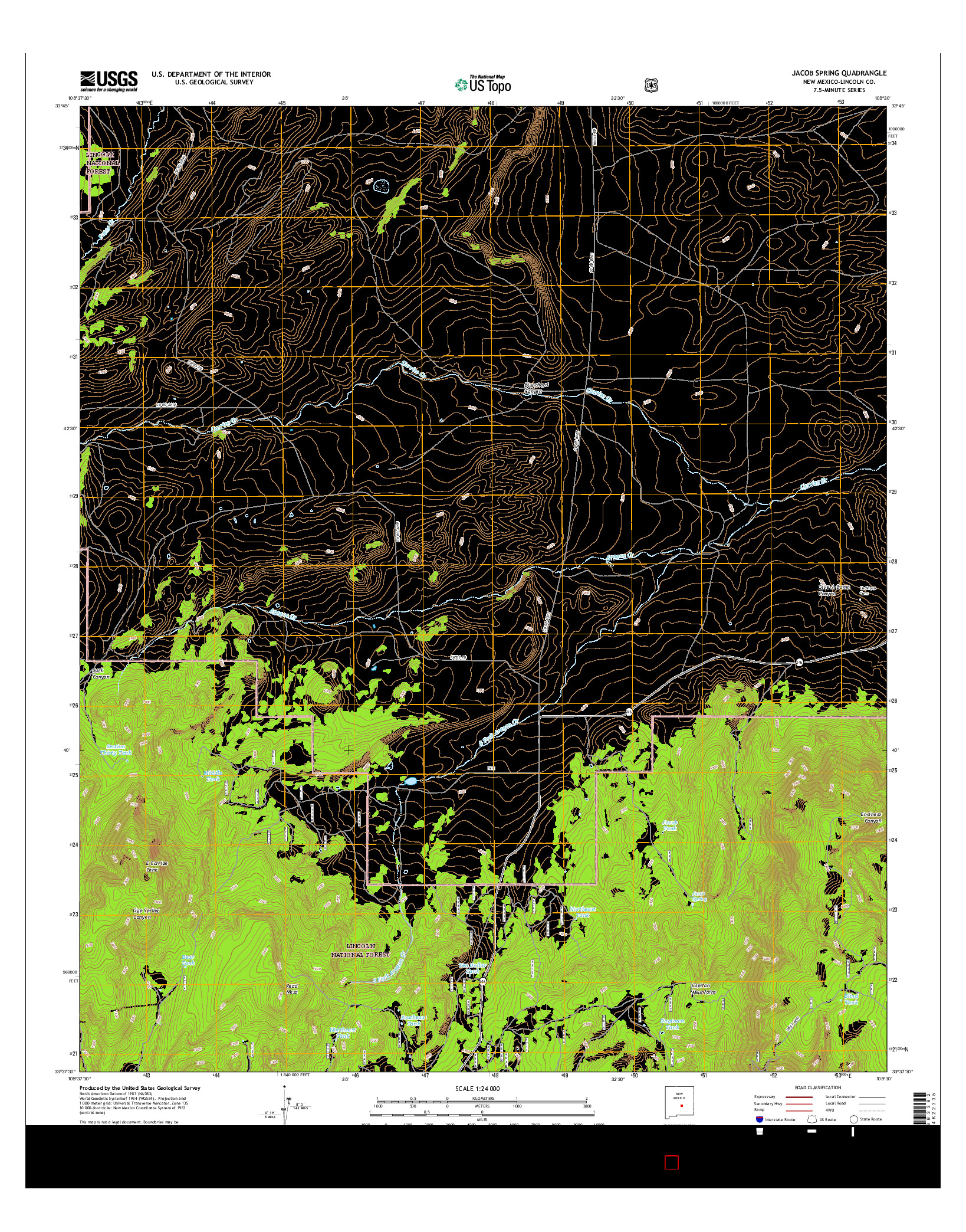 USGS US TOPO 7.5-MINUTE MAP FOR JACOB SPRING, NM 2017