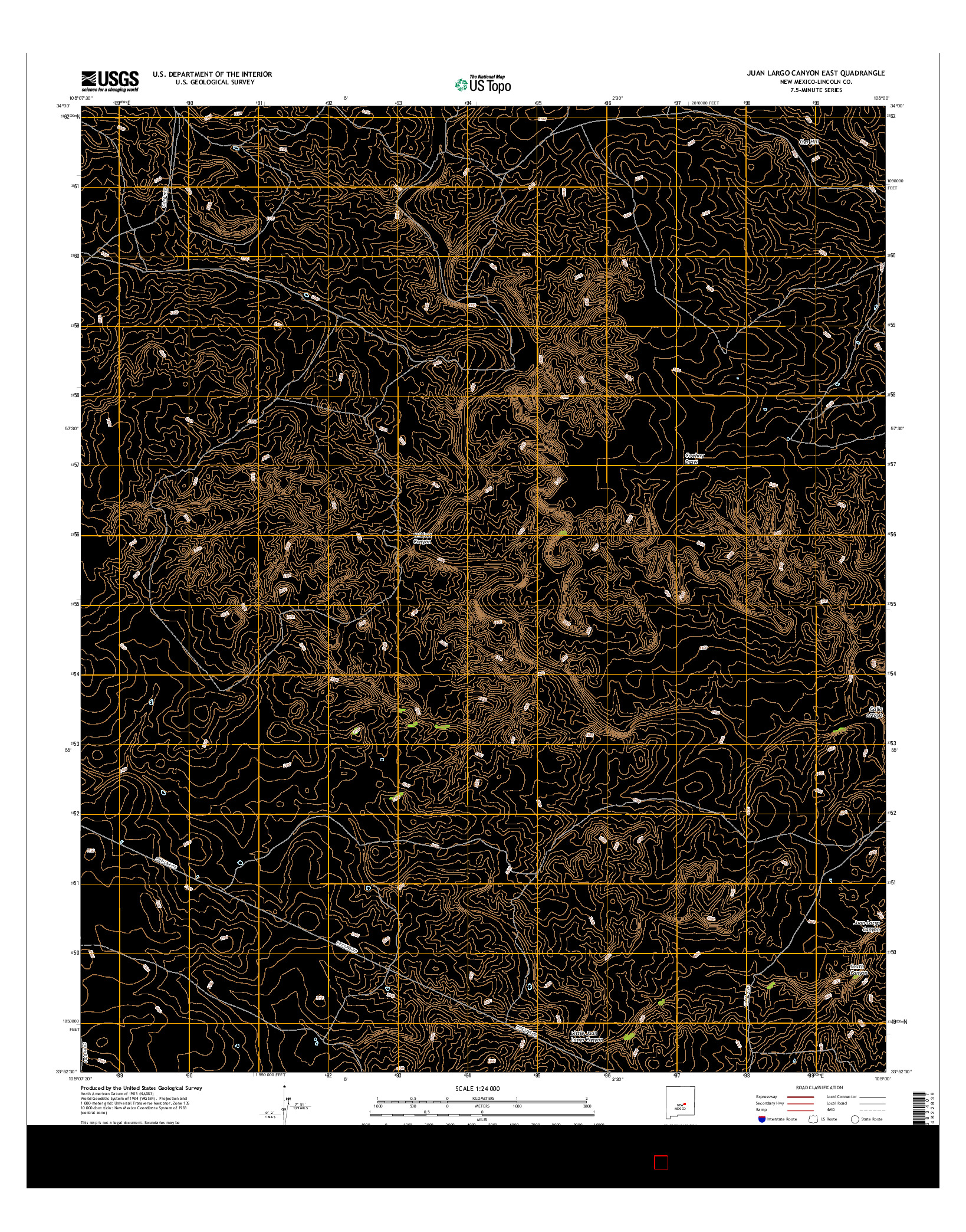 USGS US TOPO 7.5-MINUTE MAP FOR JUAN LARGO CANYON EAST, NM 2017