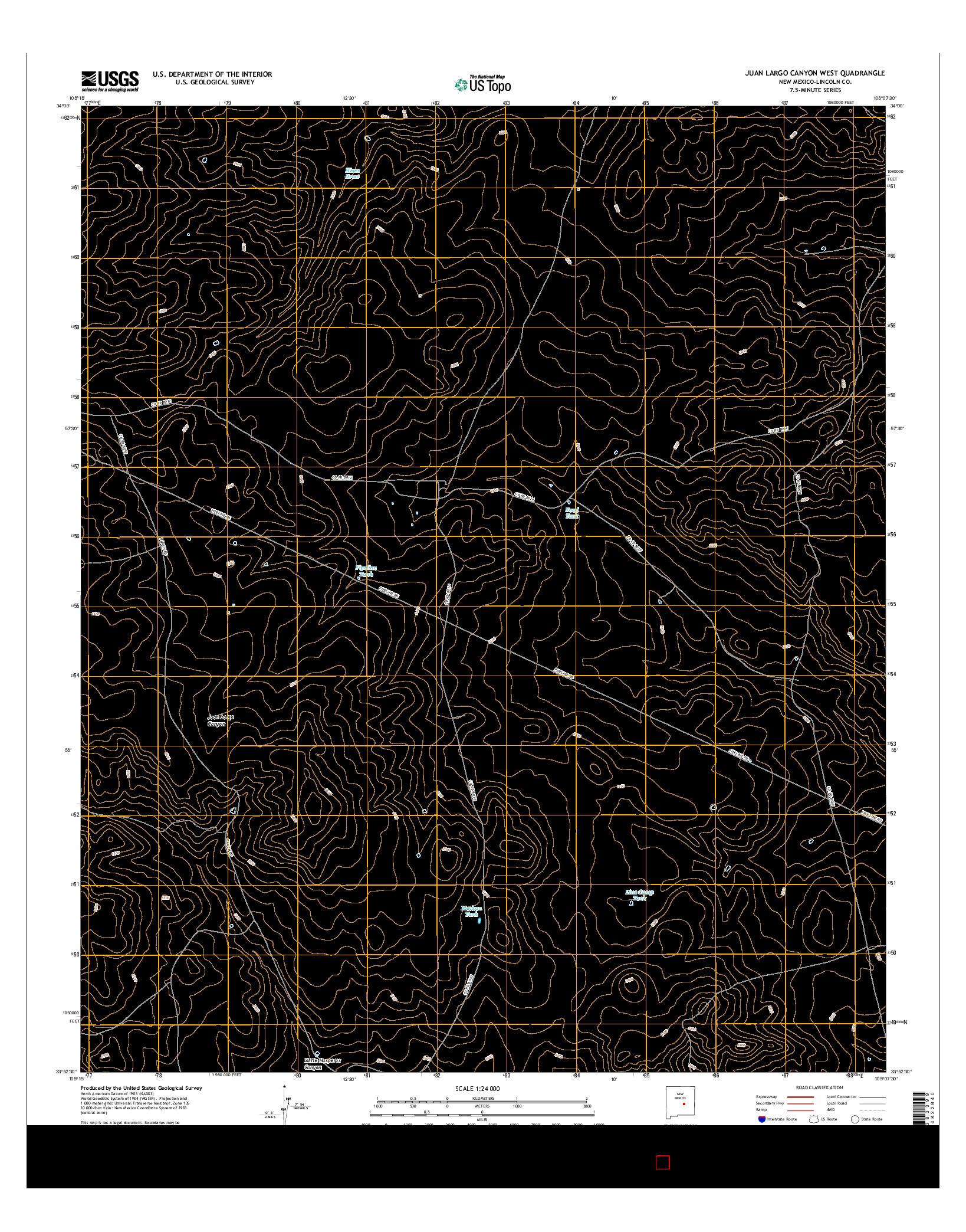 USGS US TOPO 7.5-MINUTE MAP FOR JUAN LARGO CANYON WEST, NM 2017