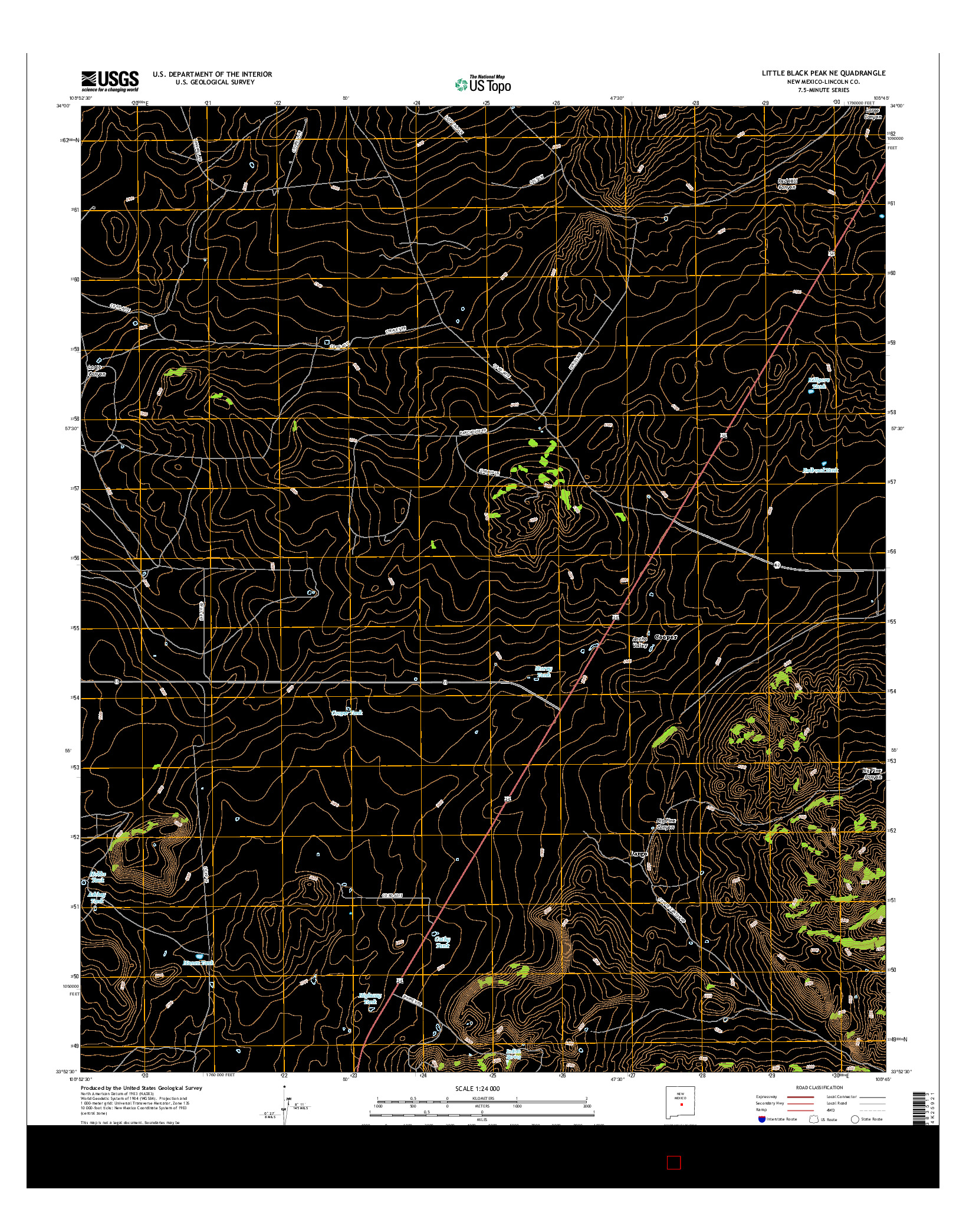 USGS US TOPO 7.5-MINUTE MAP FOR LITTLE BLACK PEAK NE, NM 2017