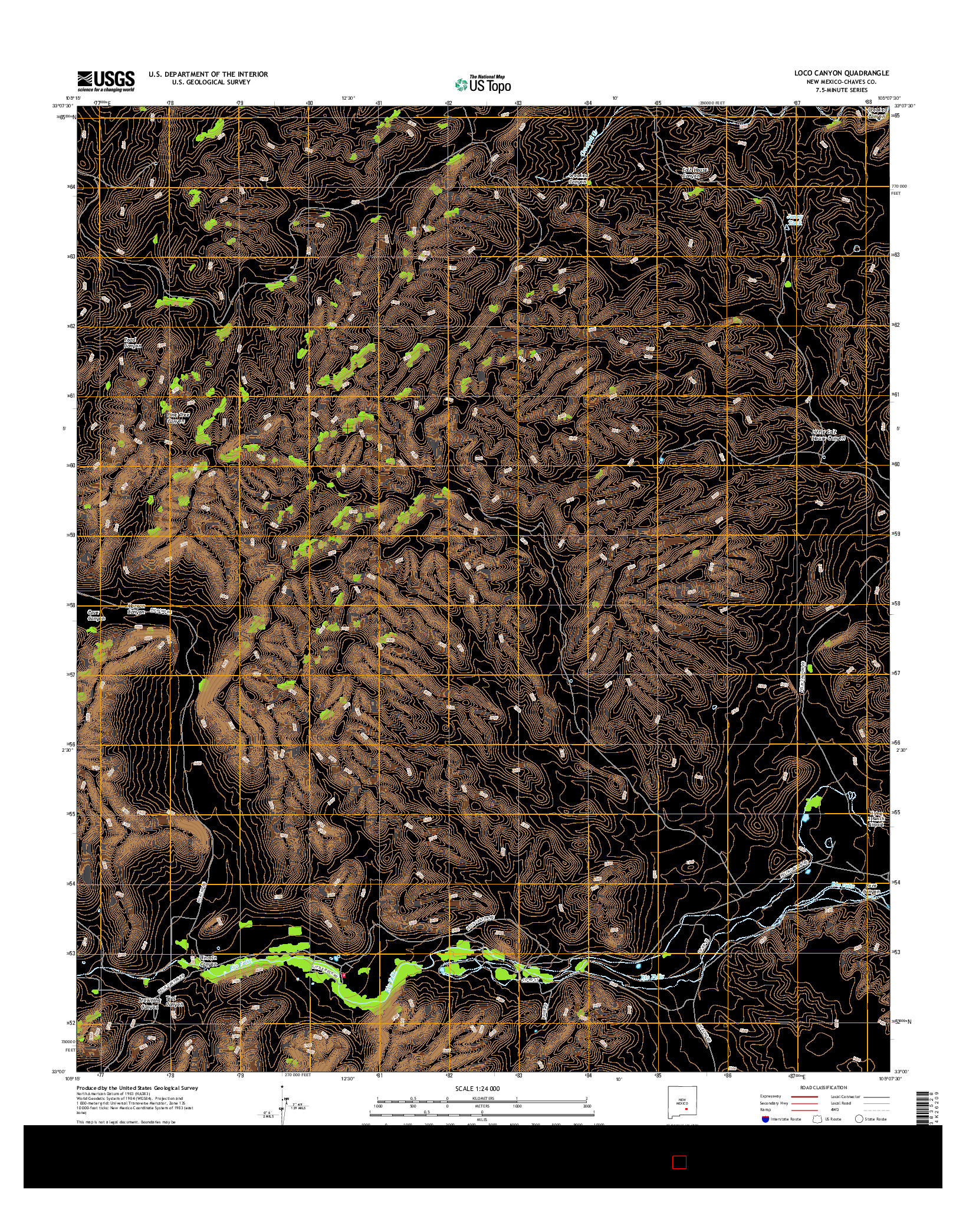 USGS US TOPO 7.5-MINUTE MAP FOR LOCO CANYON, NM 2017