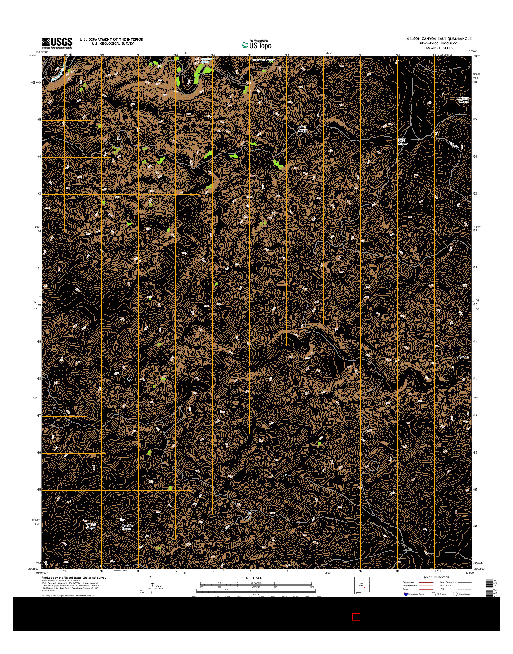 USGS US TOPO 7.5-MINUTE MAP FOR NELSON CANYON EAST, NM 2017