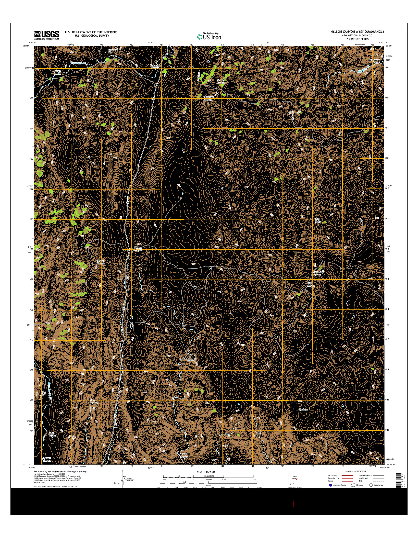 USGS US TOPO 7.5-MINUTE MAP FOR NELSON CANYON WEST, NM 2017