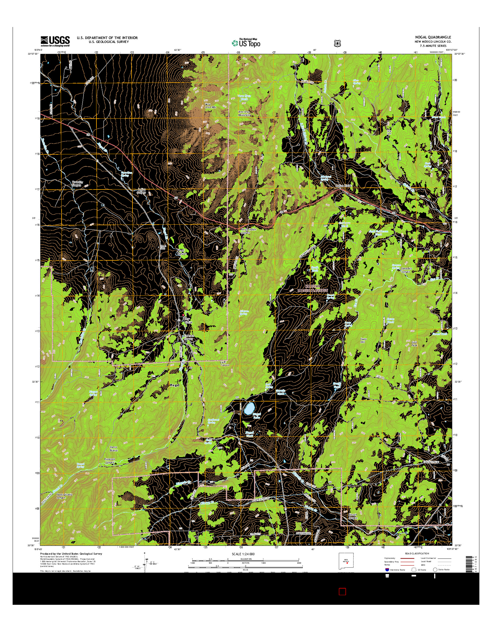 USGS US TOPO 7.5-MINUTE MAP FOR NOGAL, NM 2017