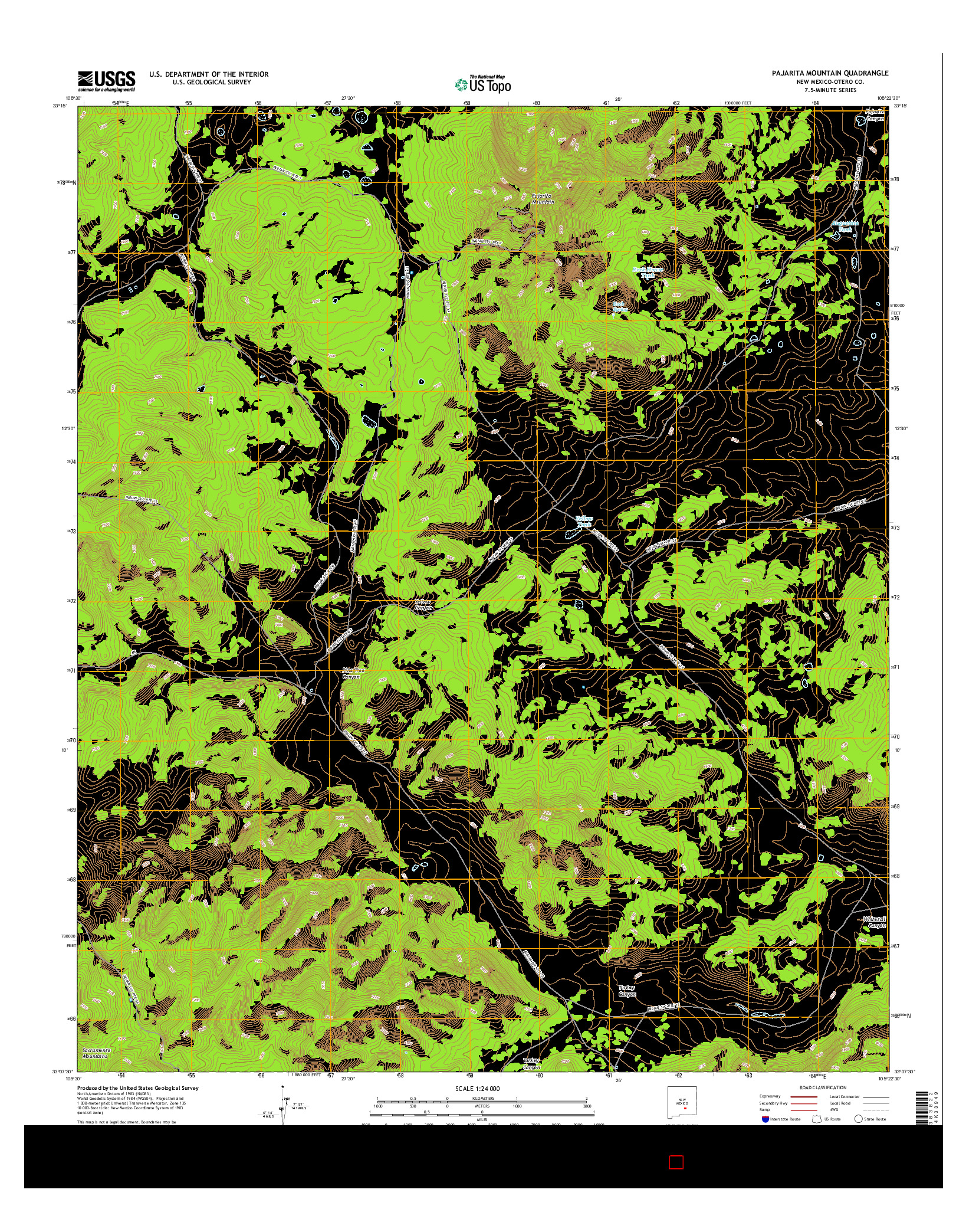 USGS US TOPO 7.5-MINUTE MAP FOR PAJARITA MOUNTAIN, NM 2017