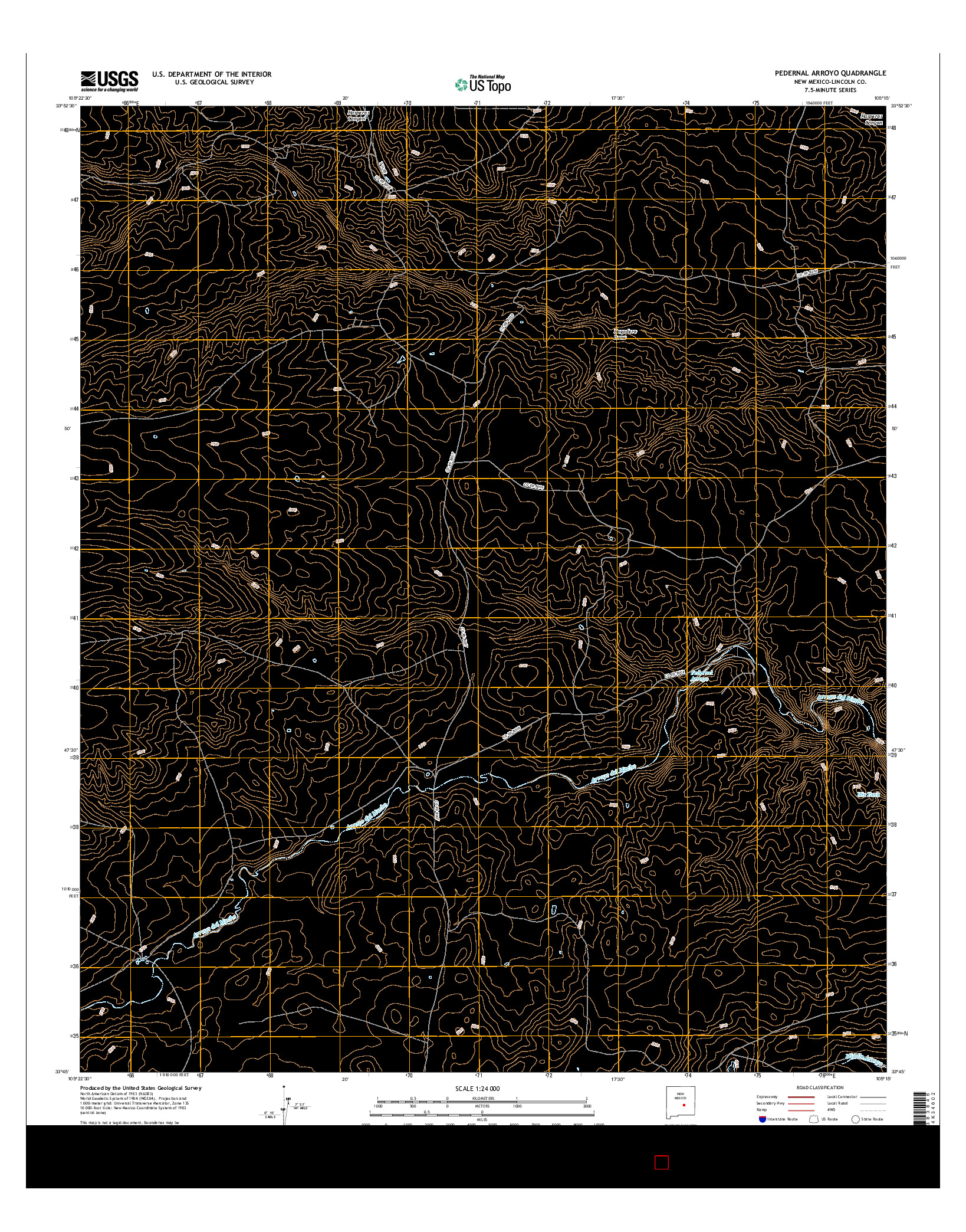 USGS US TOPO 7.5-MINUTE MAP FOR PEDERNAL ARROYO, NM 2017