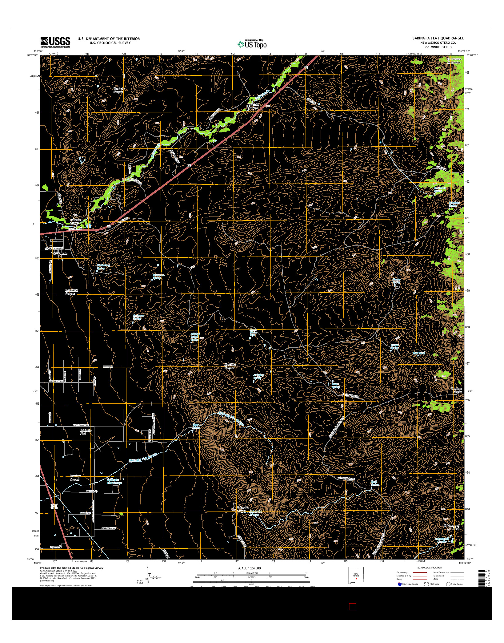 USGS US TOPO 7.5-MINUTE MAP FOR SABINATA FLAT, NM 2017