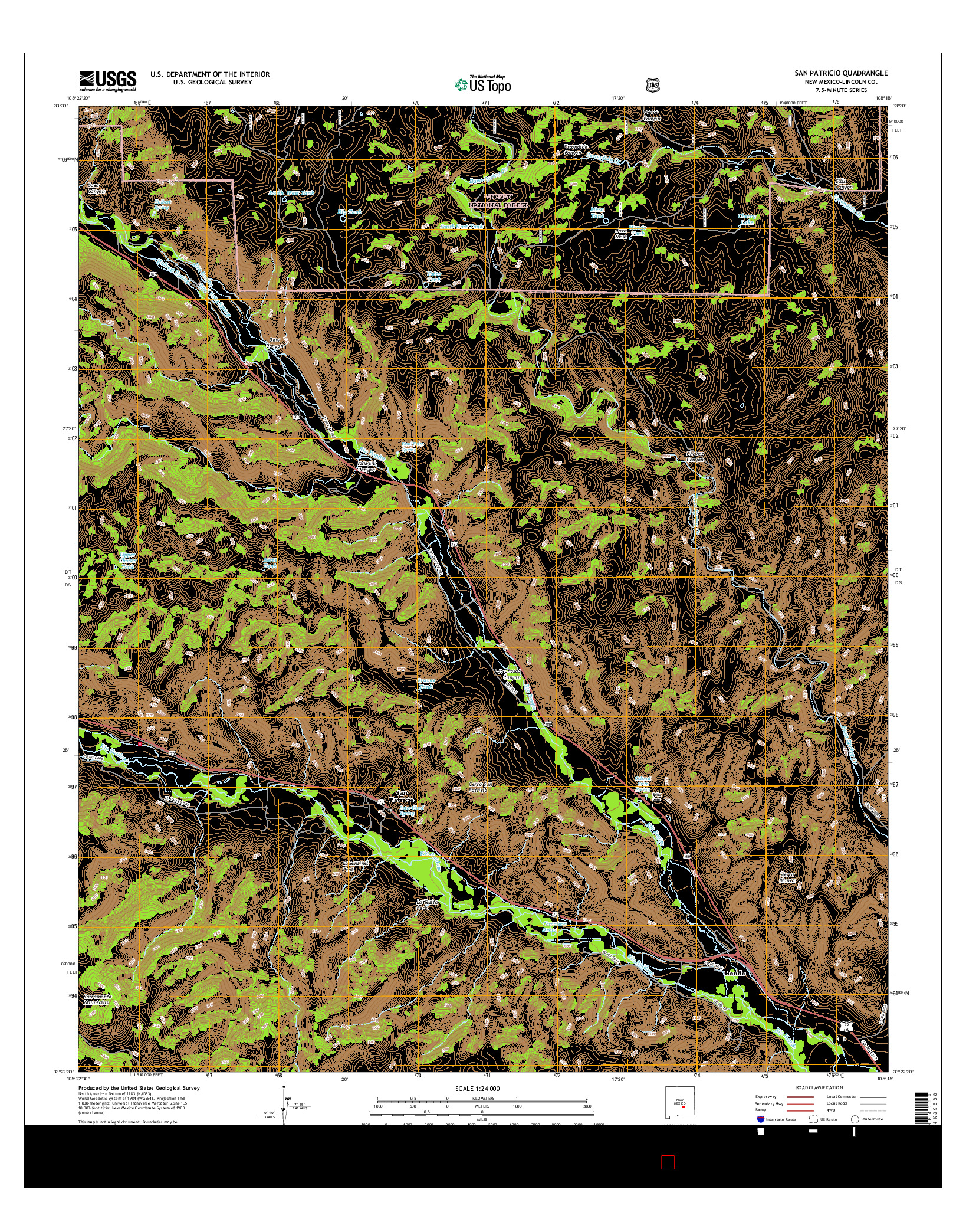 USGS US TOPO 7.5-MINUTE MAP FOR SAN PATRICIO, NM 2017