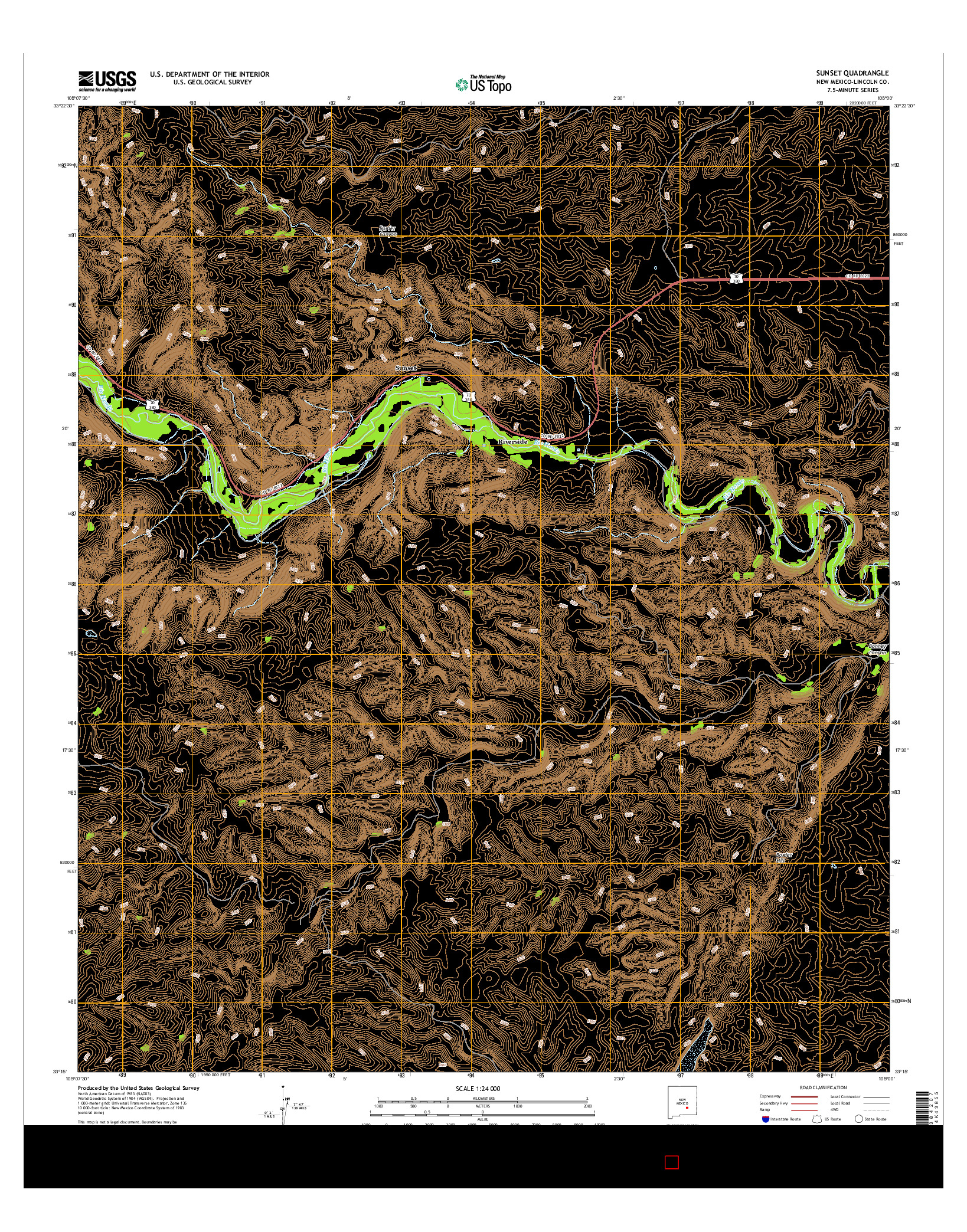 USGS US TOPO 7.5-MINUTE MAP FOR SUNSET, NM 2017