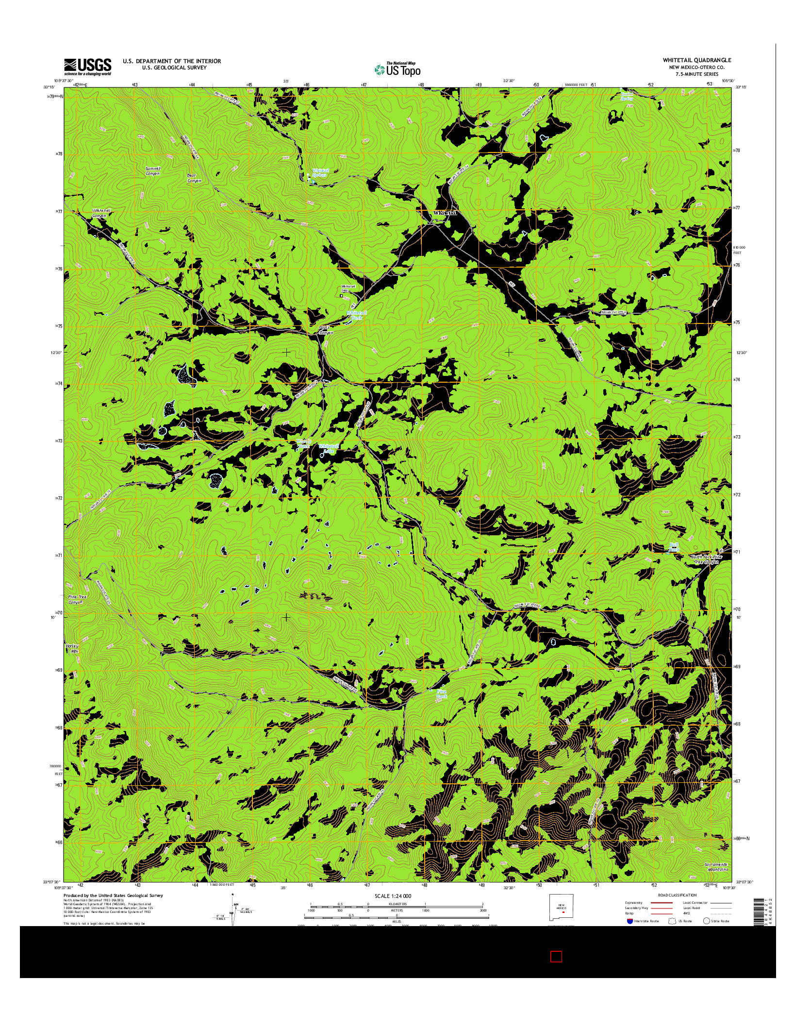 USGS US TOPO 7.5-MINUTE MAP FOR WHITETAIL, NM 2017