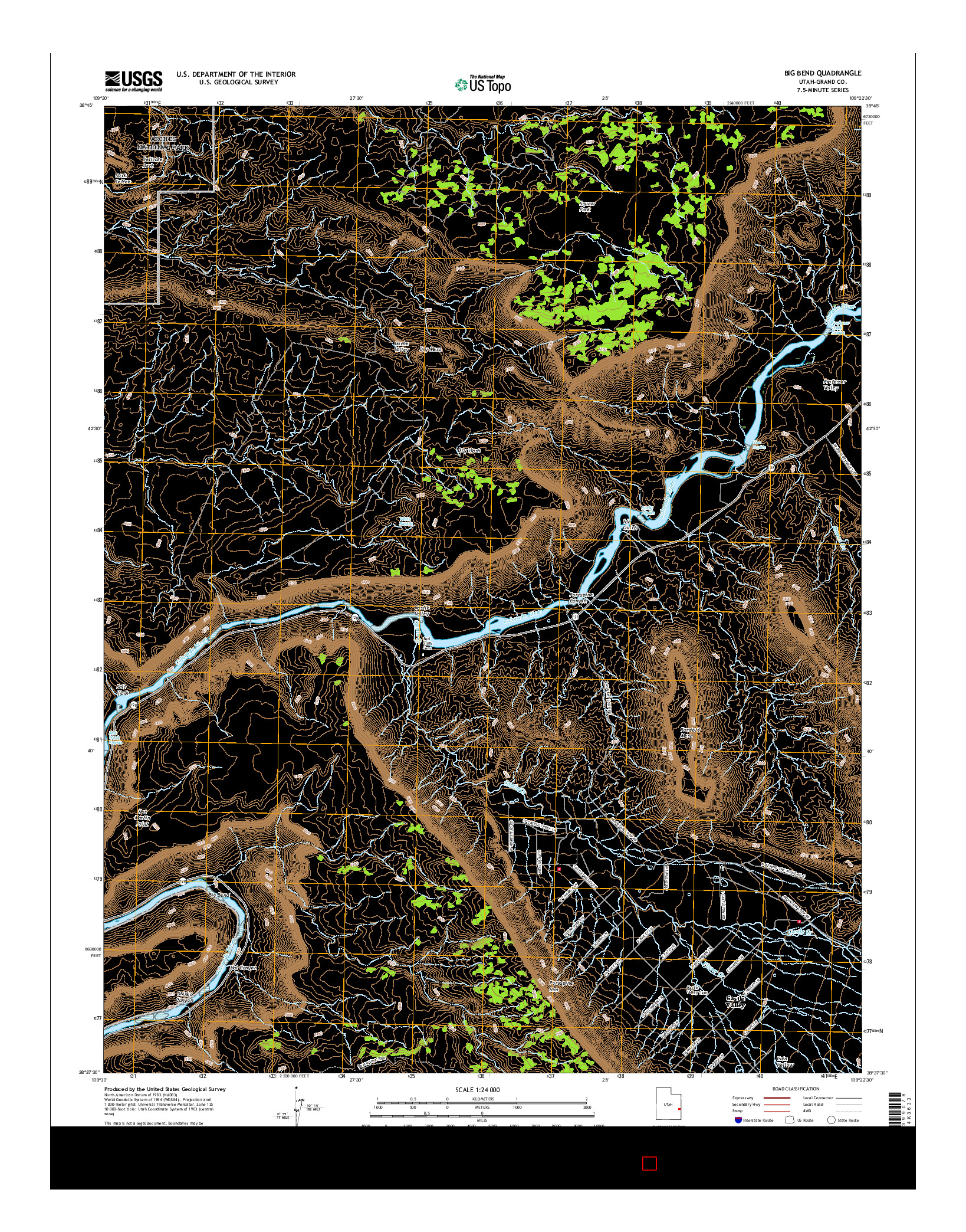 USGS US TOPO 7.5-MINUTE MAP FOR BIG BEND, UT 2017
