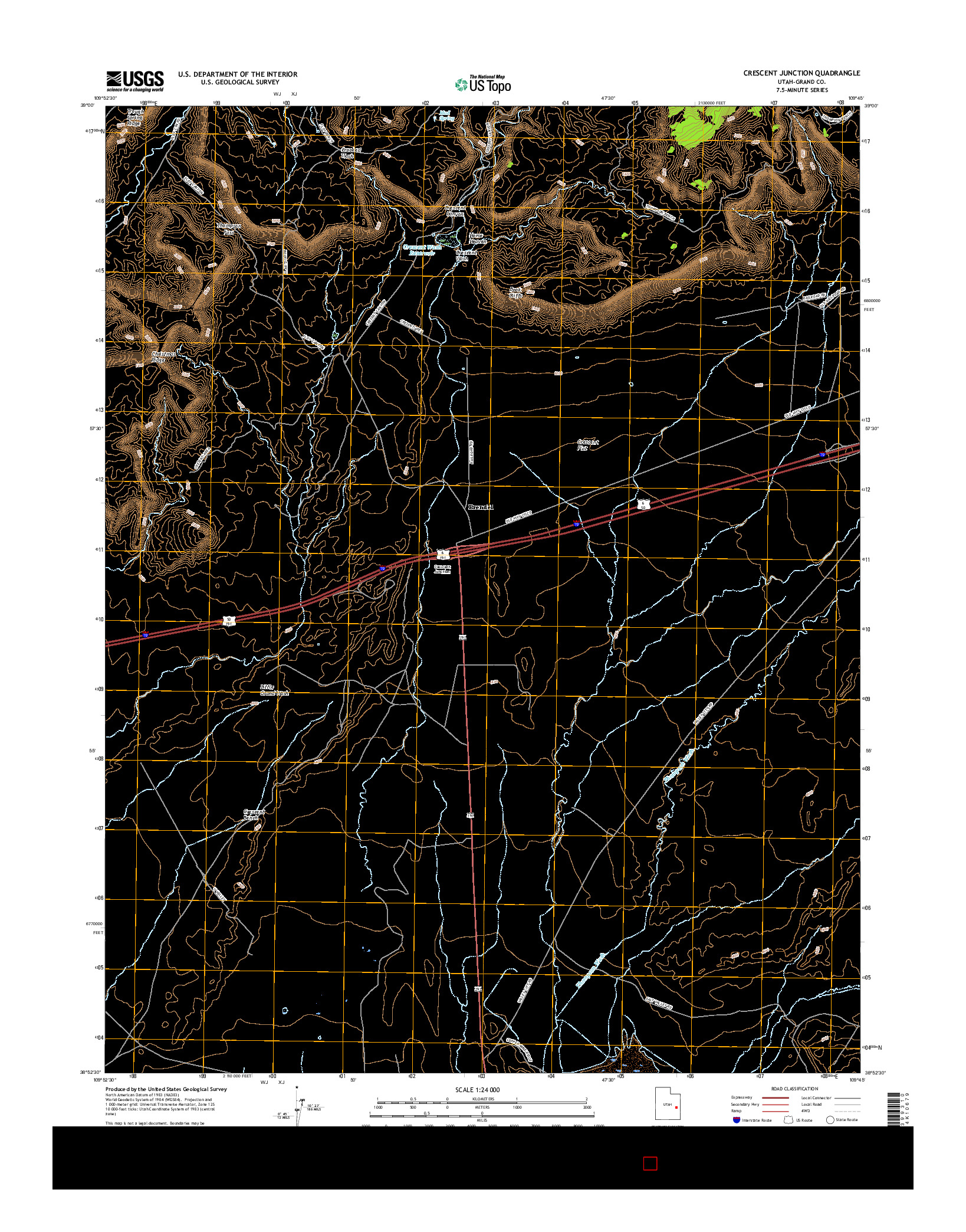 USGS US TOPO 7.5-MINUTE MAP FOR CRESCENT JUNCTION, UT 2017