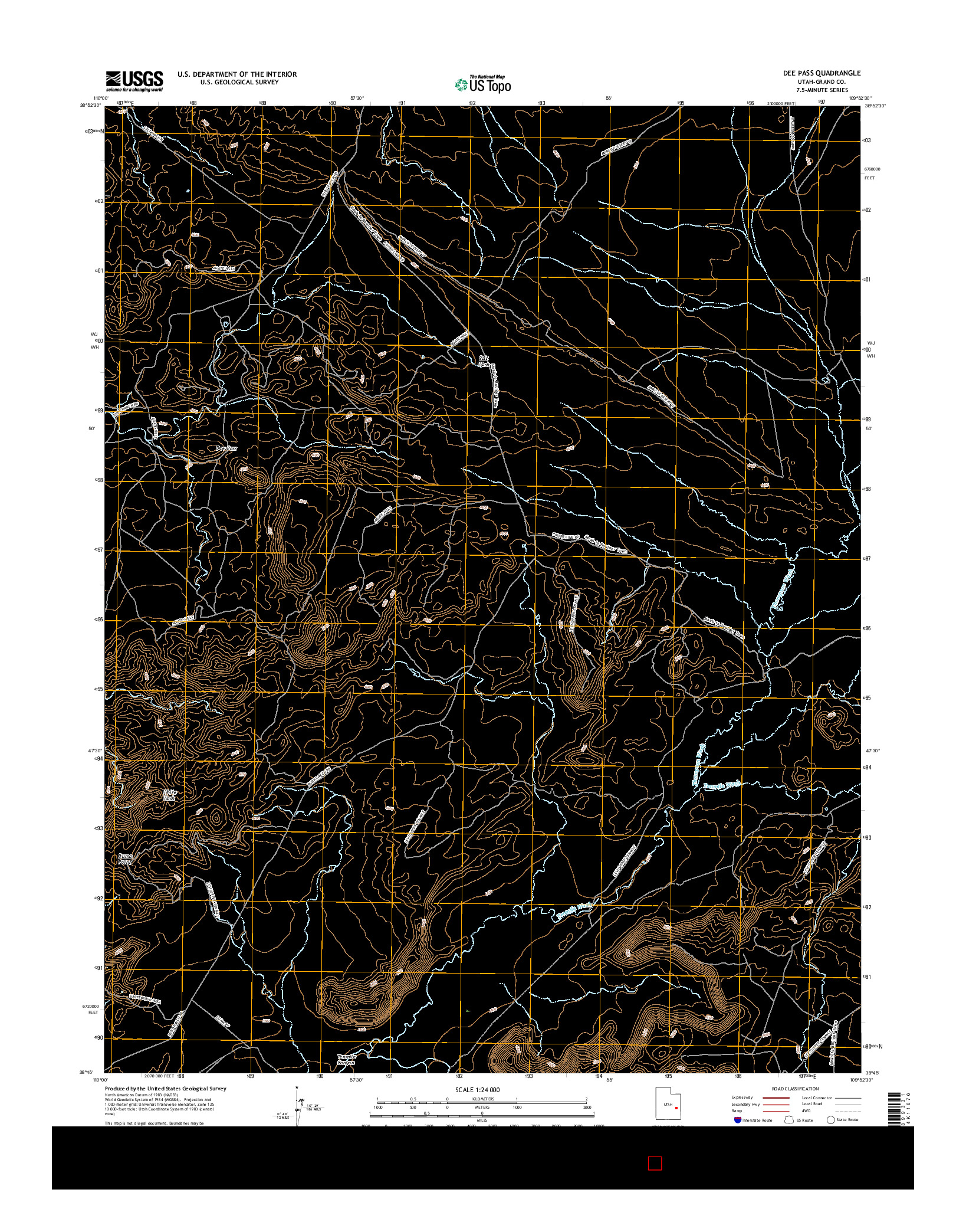 USGS US TOPO 7.5-MINUTE MAP FOR DEE PASS, UT 2017