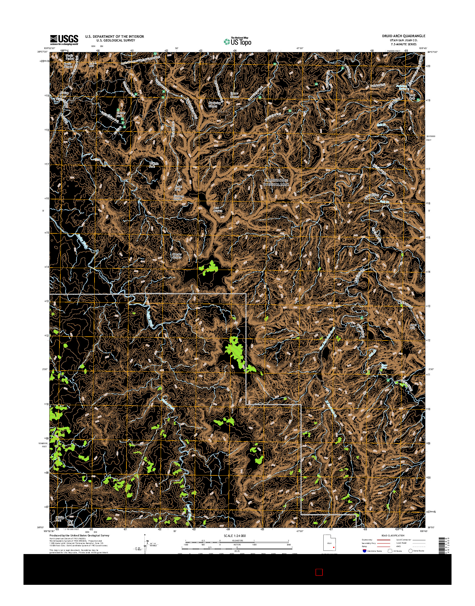 USGS US TOPO 7.5-MINUTE MAP FOR DRUID ARCH, UT 2017