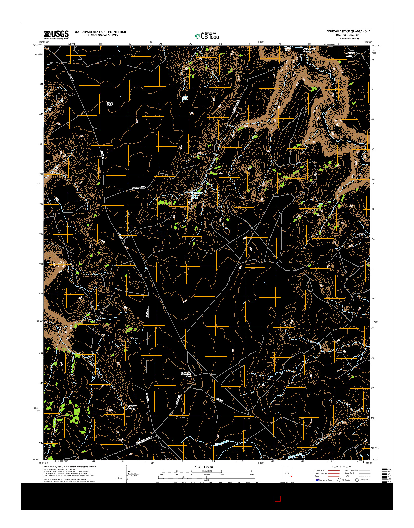 USGS US TOPO 7.5-MINUTE MAP FOR EIGHTMILE ROCK, UT 2017