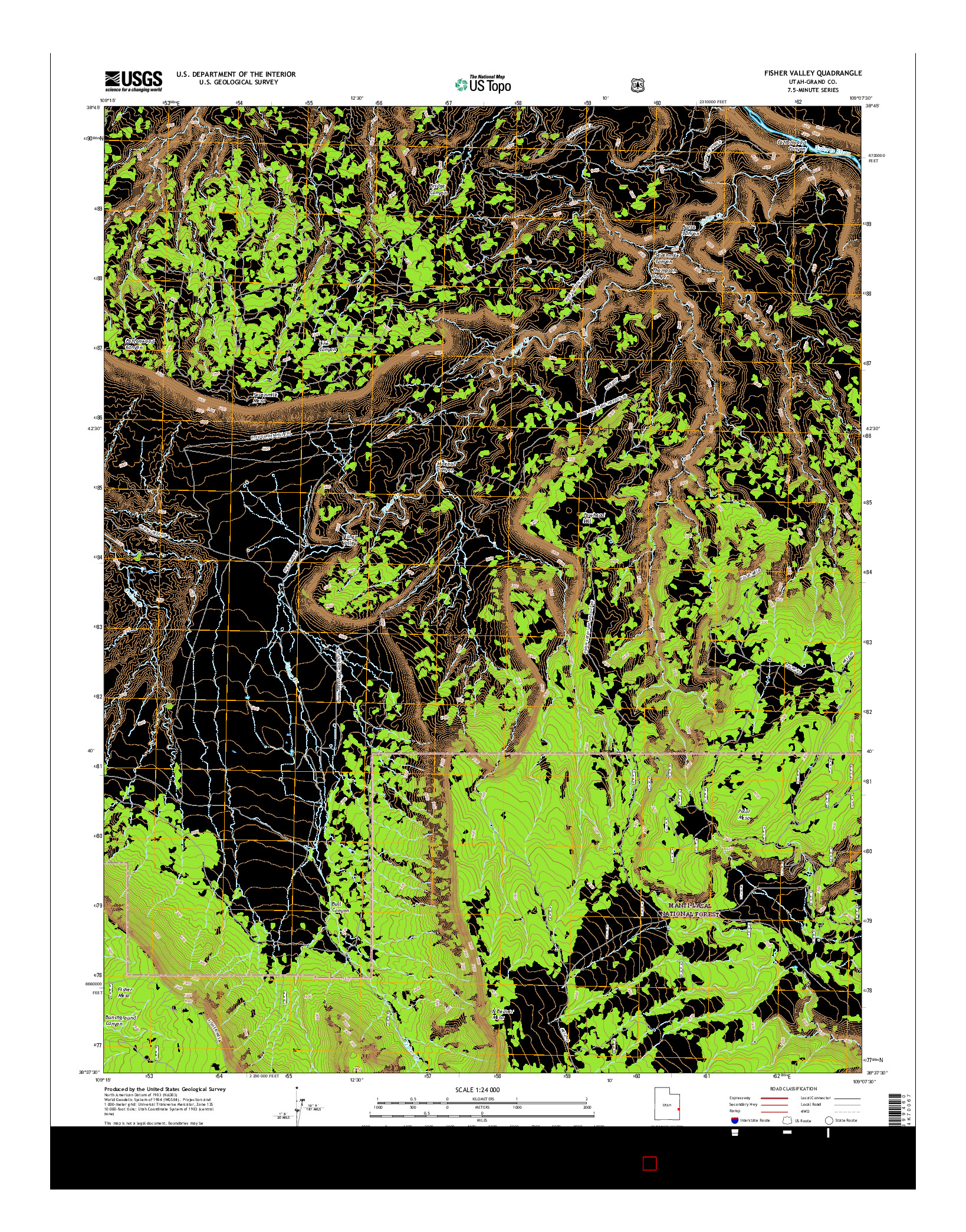 USGS US TOPO 7.5-MINUTE MAP FOR FISHER VALLEY, UT 2017