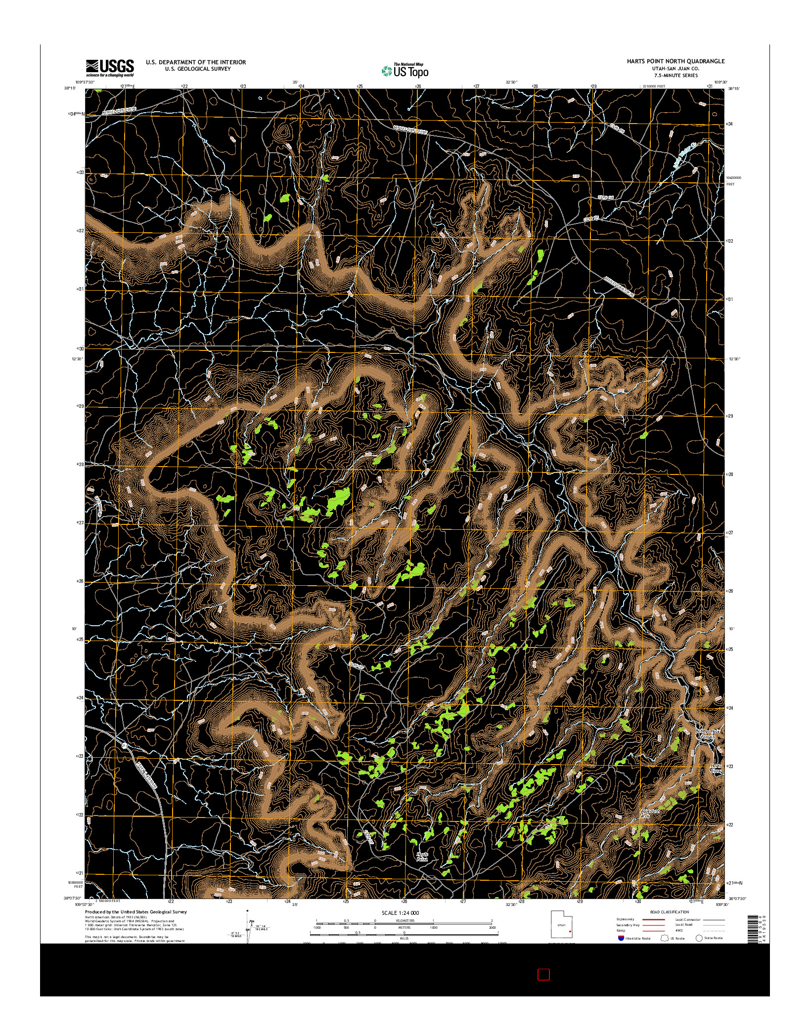 USGS US TOPO 7.5-MINUTE MAP FOR HARTS POINT NORTH, UT 2017