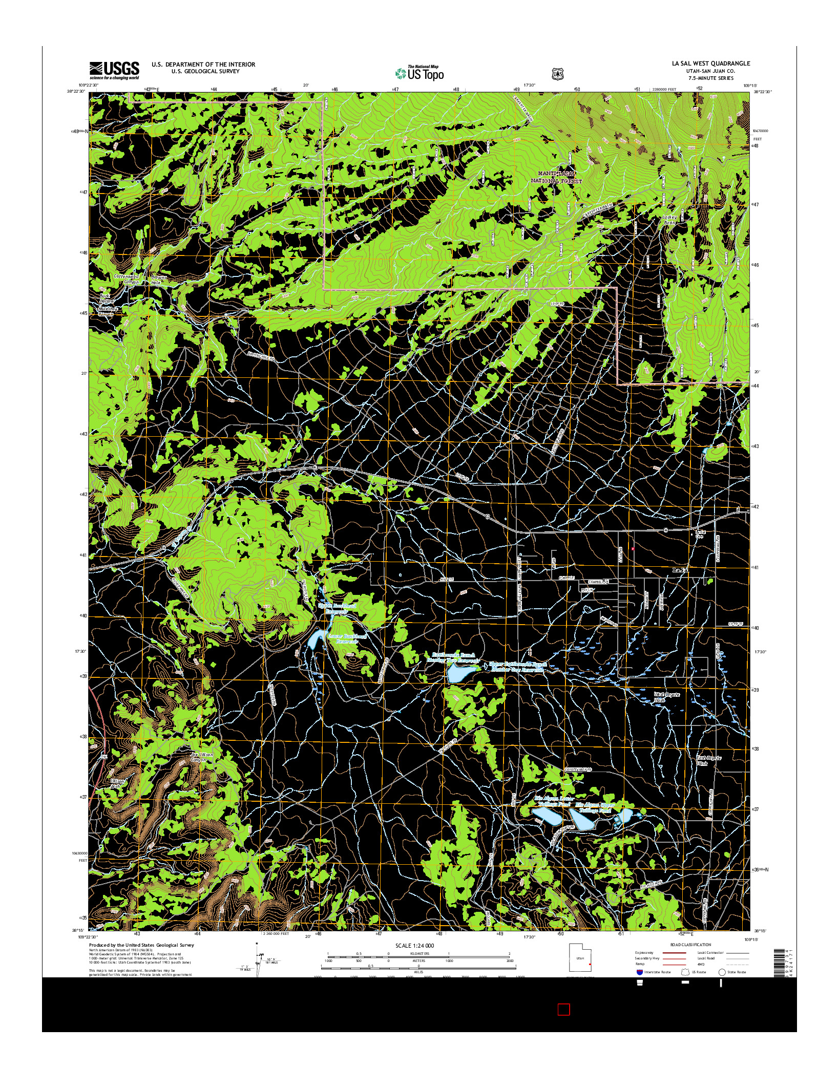 USGS US TOPO 7.5-MINUTE MAP FOR LA SAL WEST, UT 2017