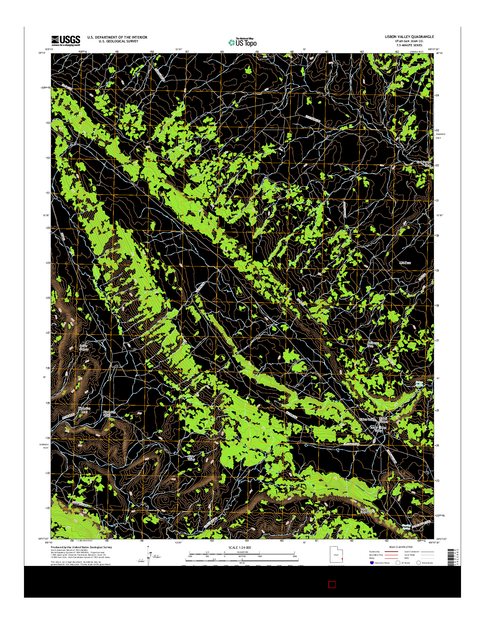 USGS US TOPO 7.5-MINUTE MAP FOR LISBON VALLEY, UT 2017