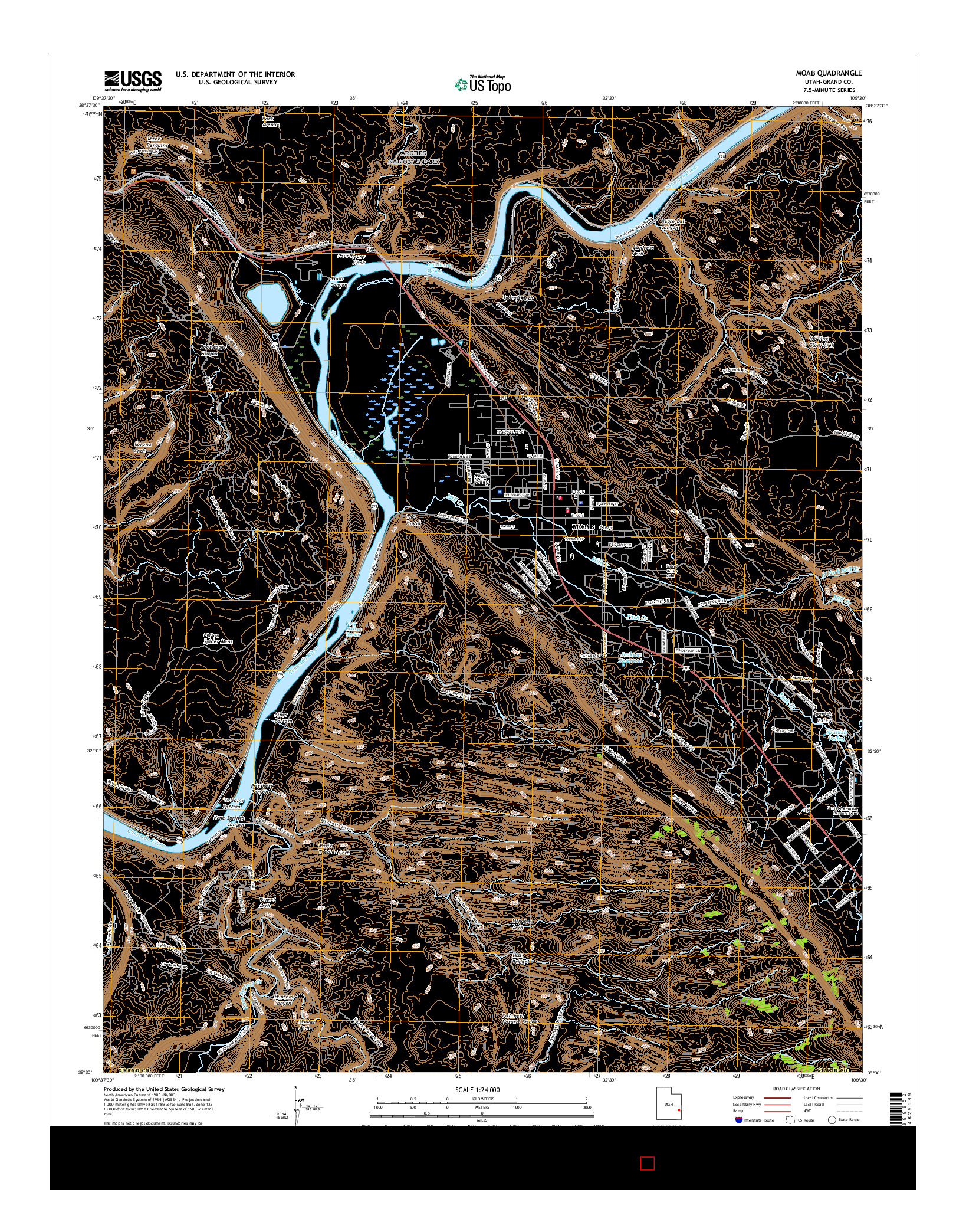 USGS US TOPO 7.5-MINUTE MAP FOR MOAB, UT 2017