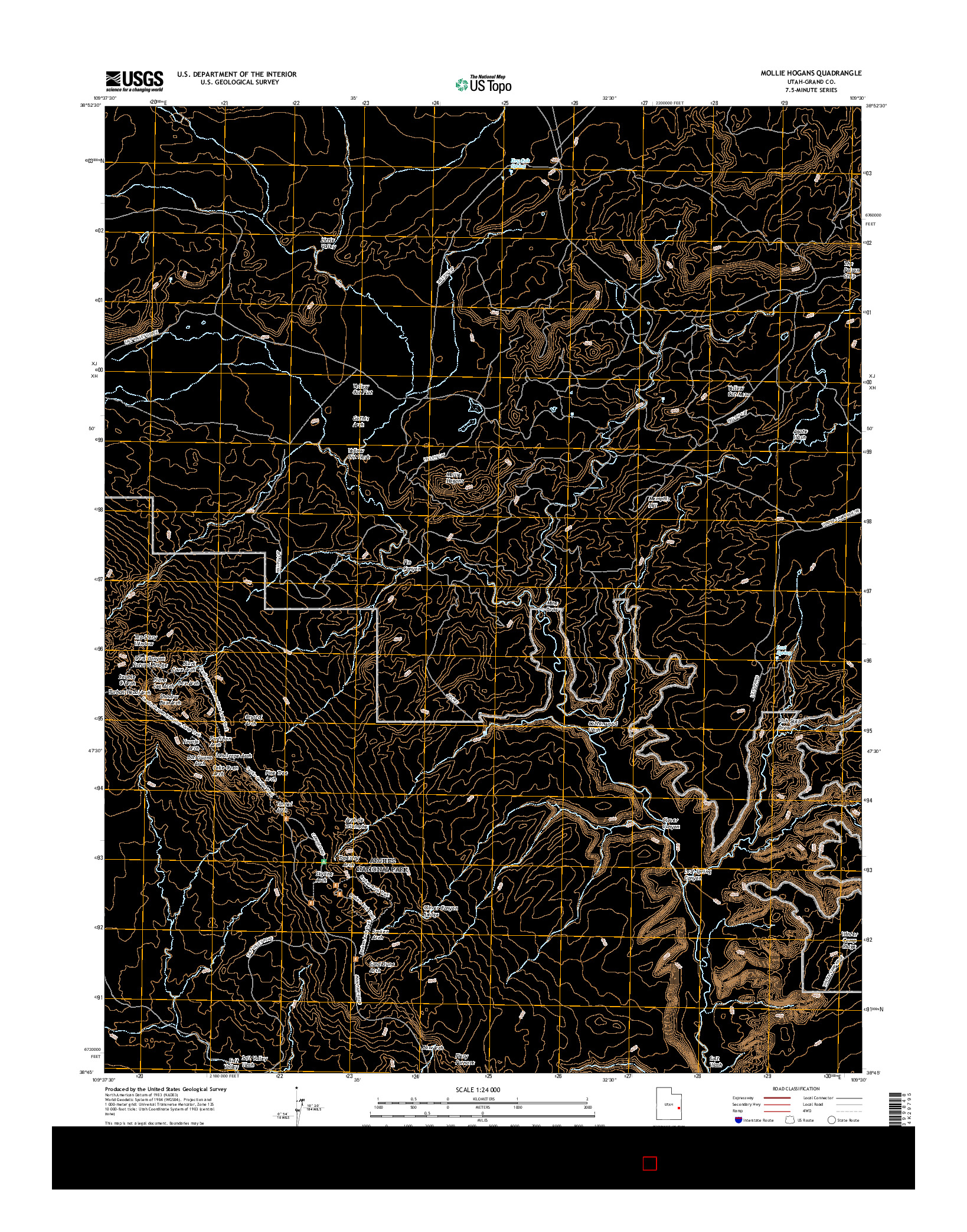 USGS US TOPO 7.5-MINUTE MAP FOR MOLLIE HOGANS, UT 2017