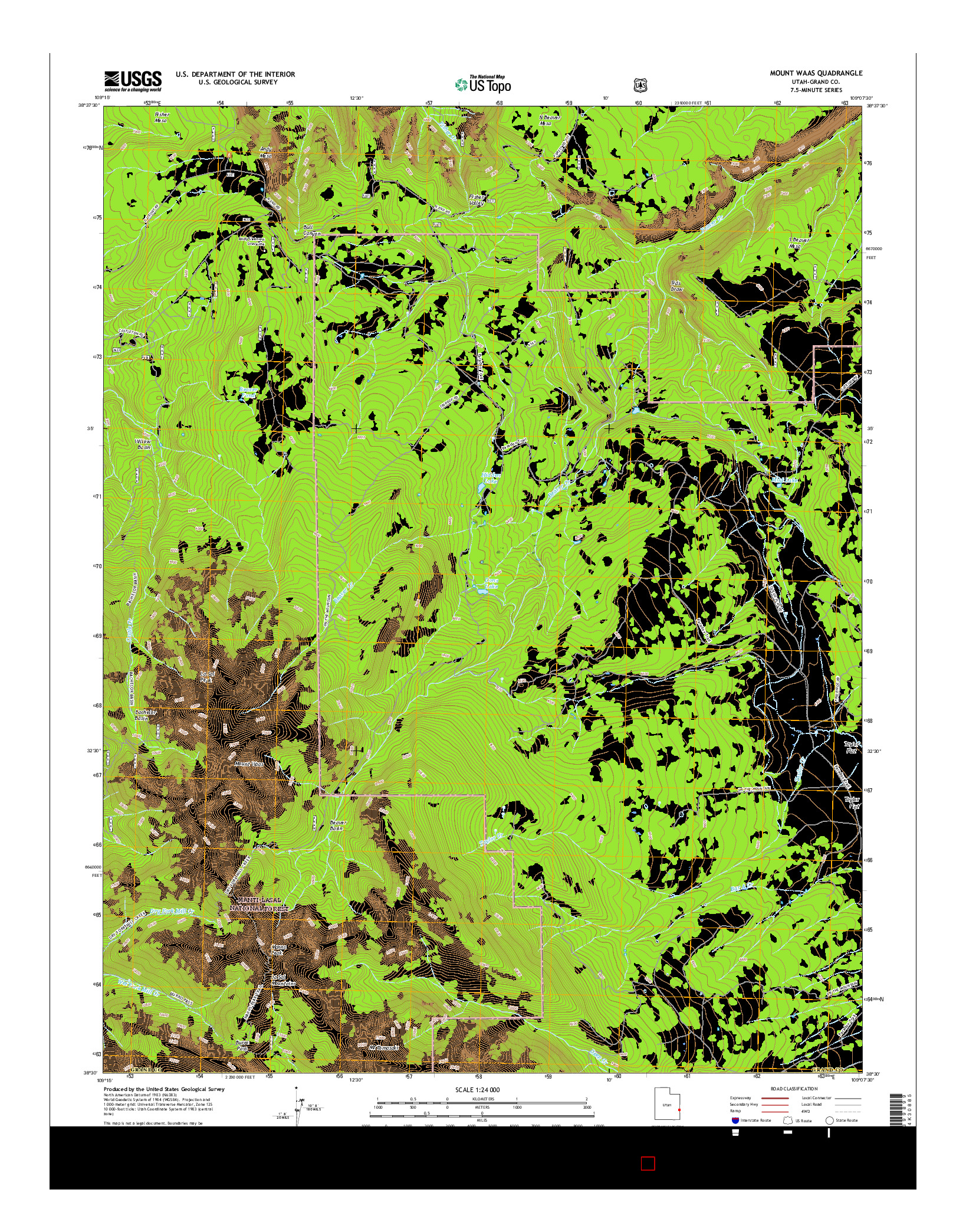 USGS US TOPO 7.5-MINUTE MAP FOR MOUNT WAAS, UT 2017