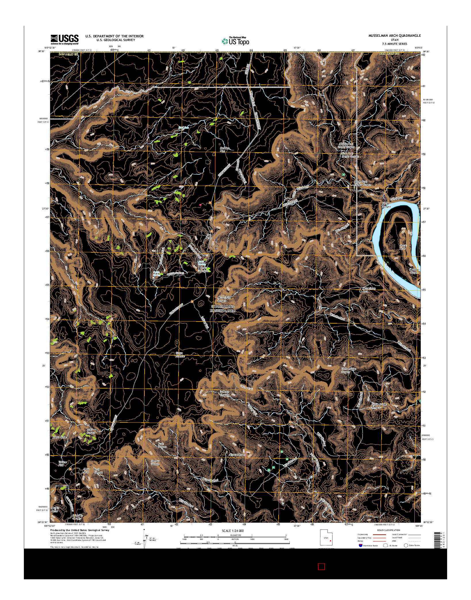 USGS US TOPO 7.5-MINUTE MAP FOR MUSSELMAN ARCH, UT 2017