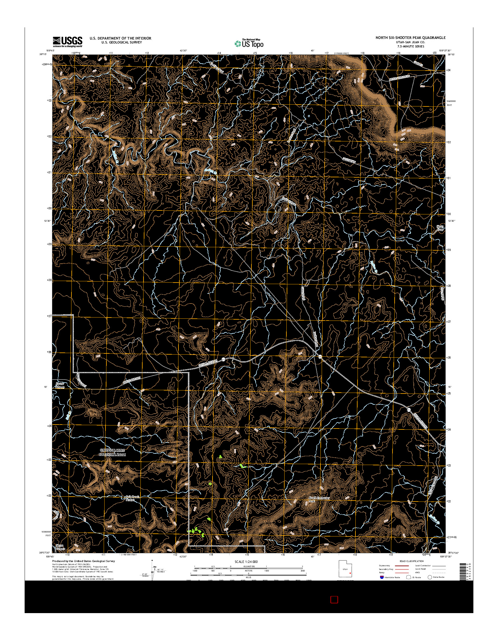 USGS US TOPO 7.5-MINUTE MAP FOR NORTH SIX-SHOOTER PEAK, UT 2017