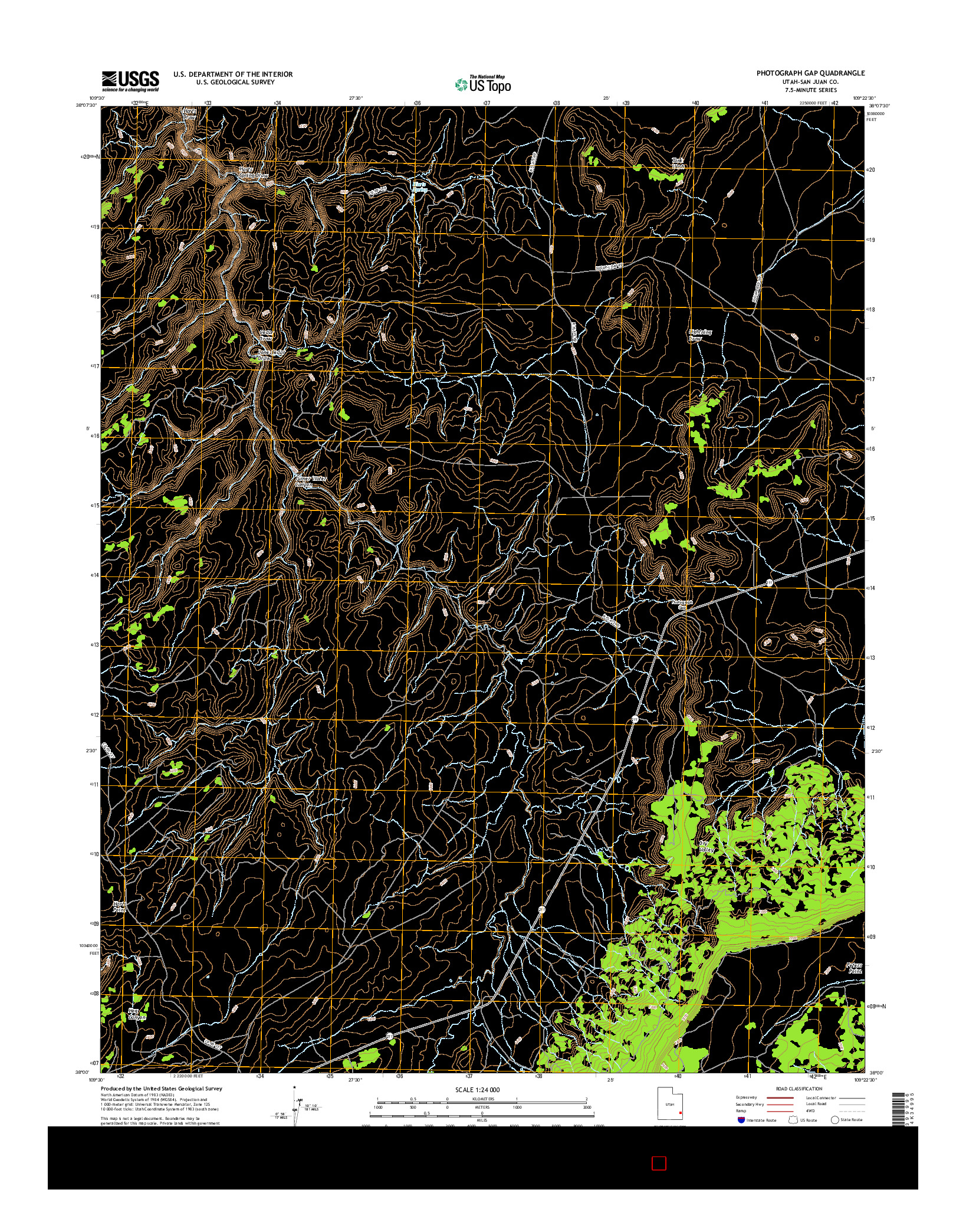 USGS US TOPO 7.5-MINUTE MAP FOR PHOTOGRAPH GAP, UT 2017